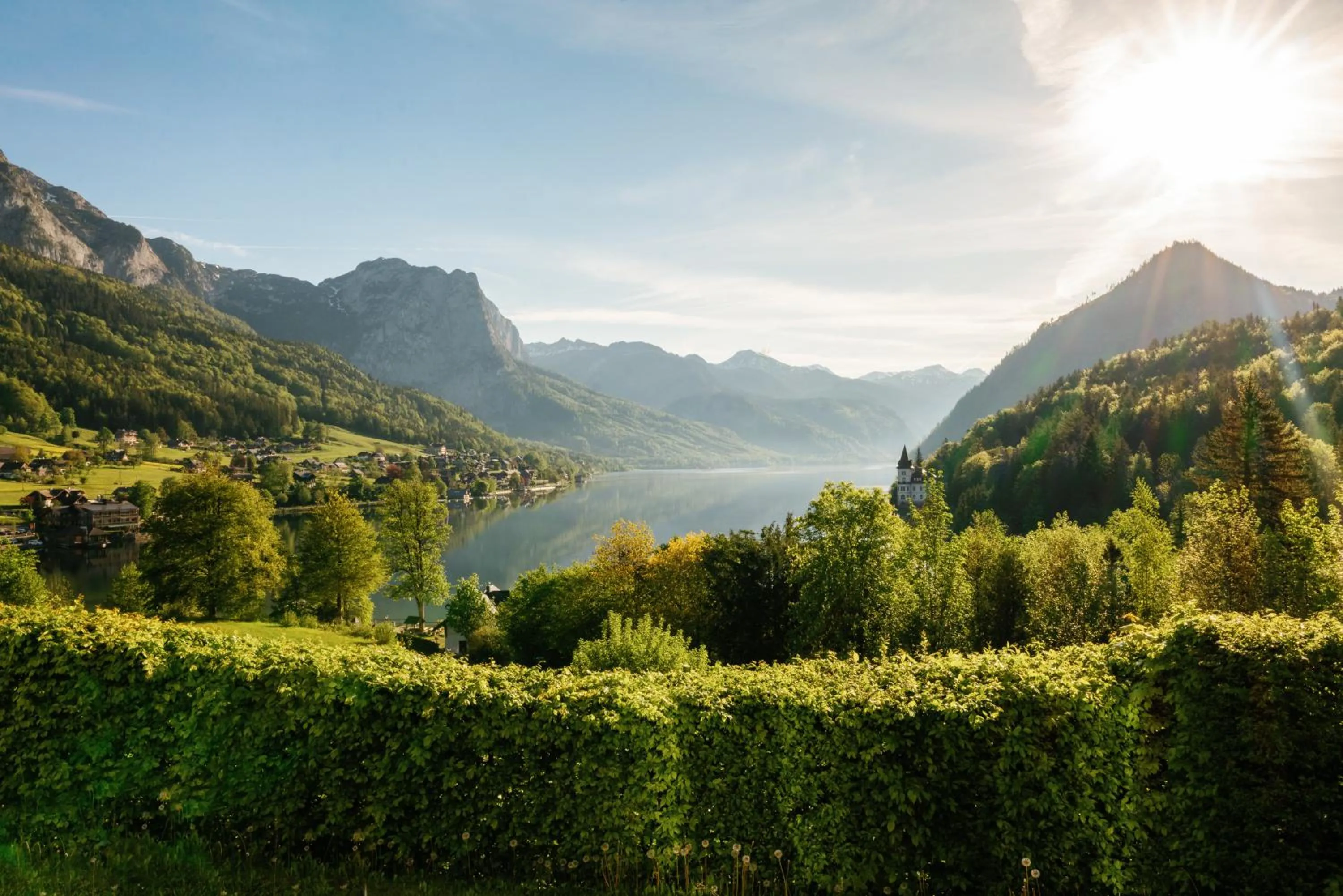 Pool view in MONDI Appartements am Grundlsee