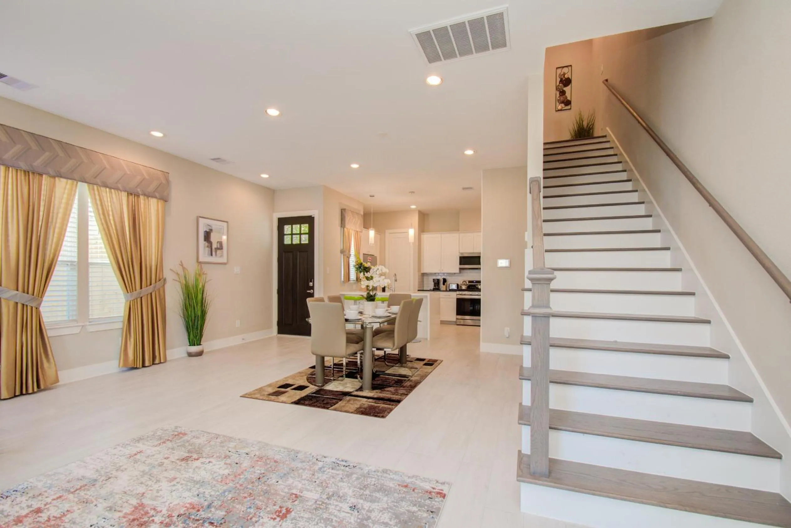 Dining area in Elegant East Downtown House Houston TX