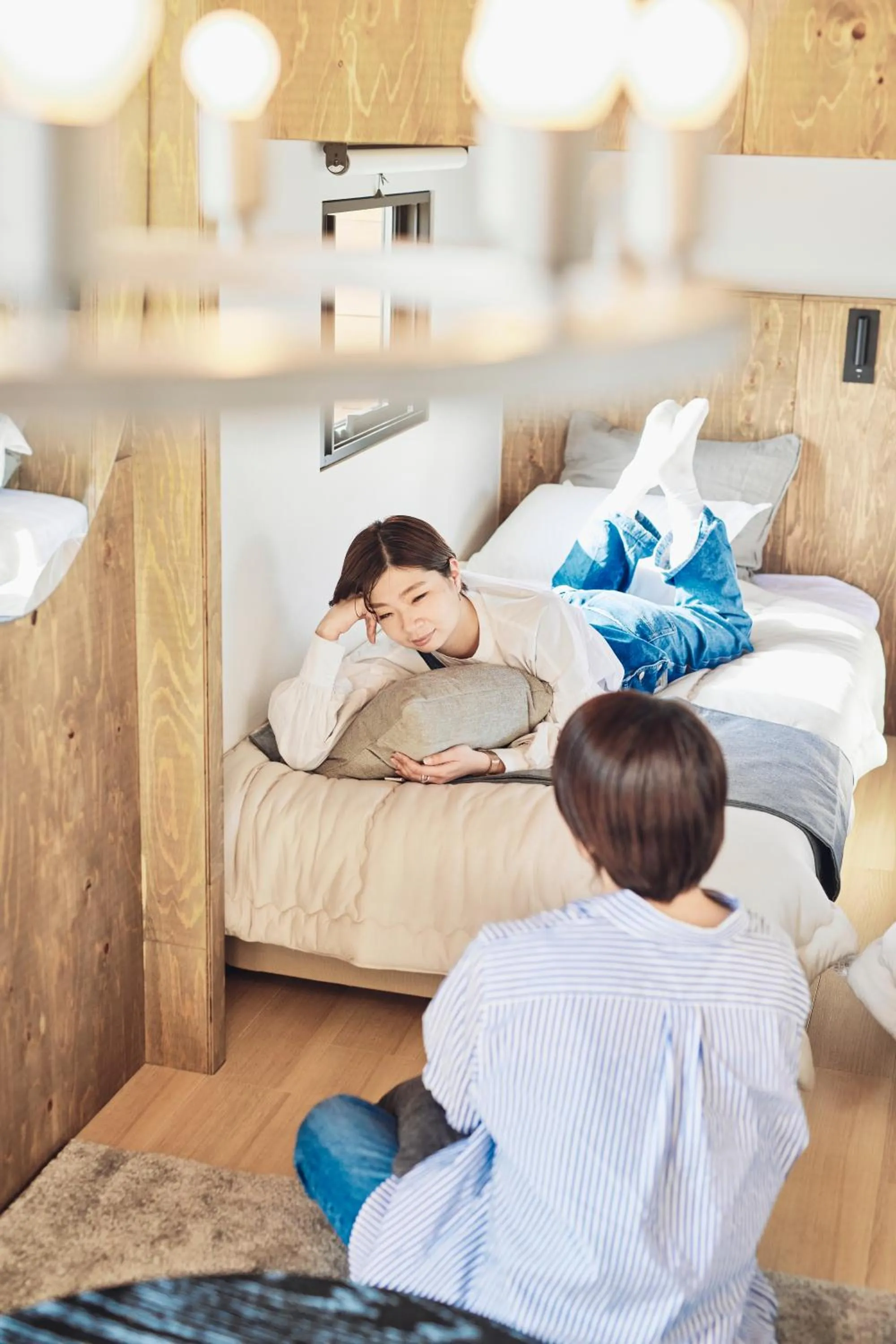 People, Bed in GLANSTELLA CABIN Fujiyamanakako