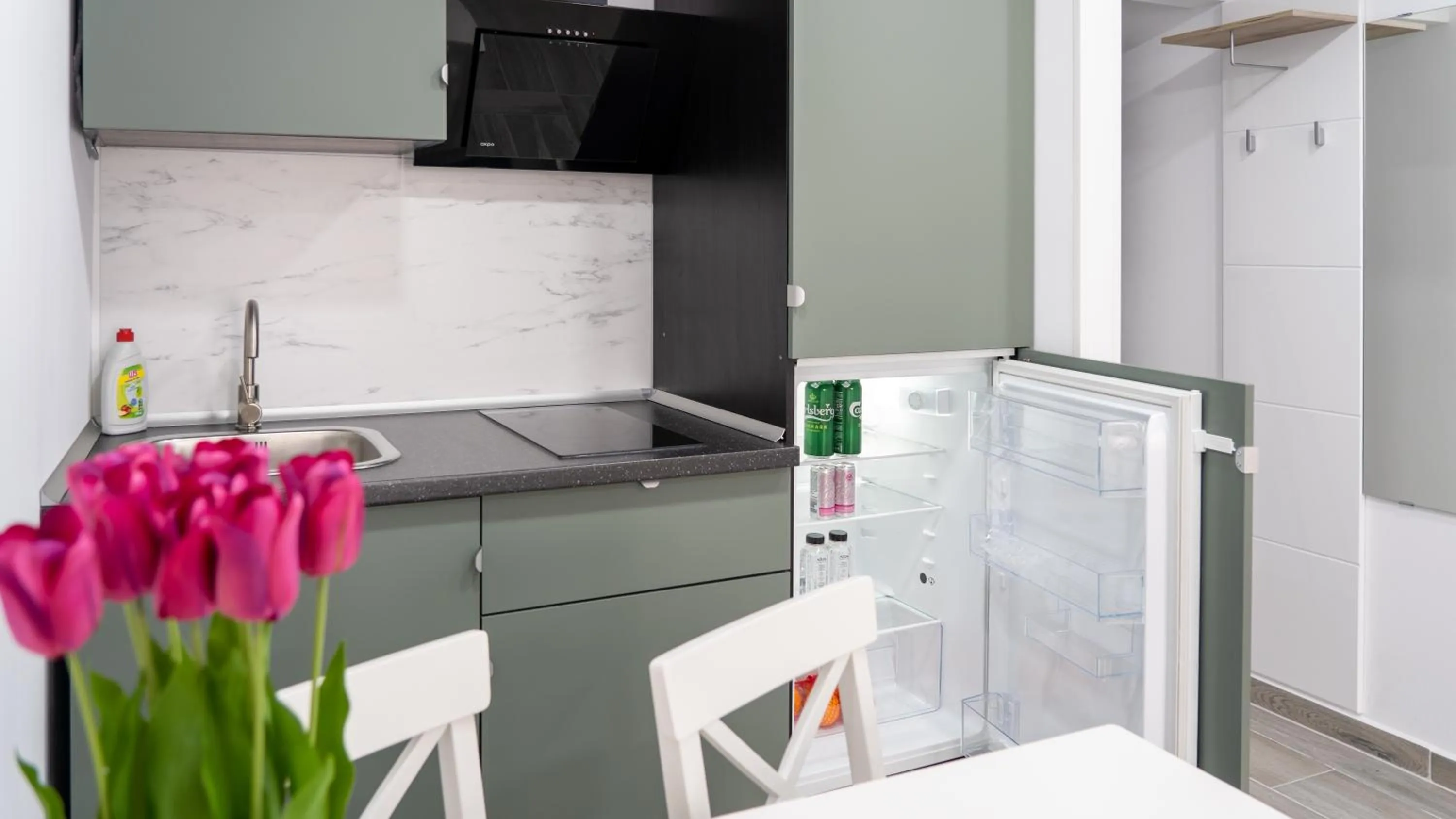 Kitchen or kitchenette in Sea View Apartments Olimp - Avenue Hotels