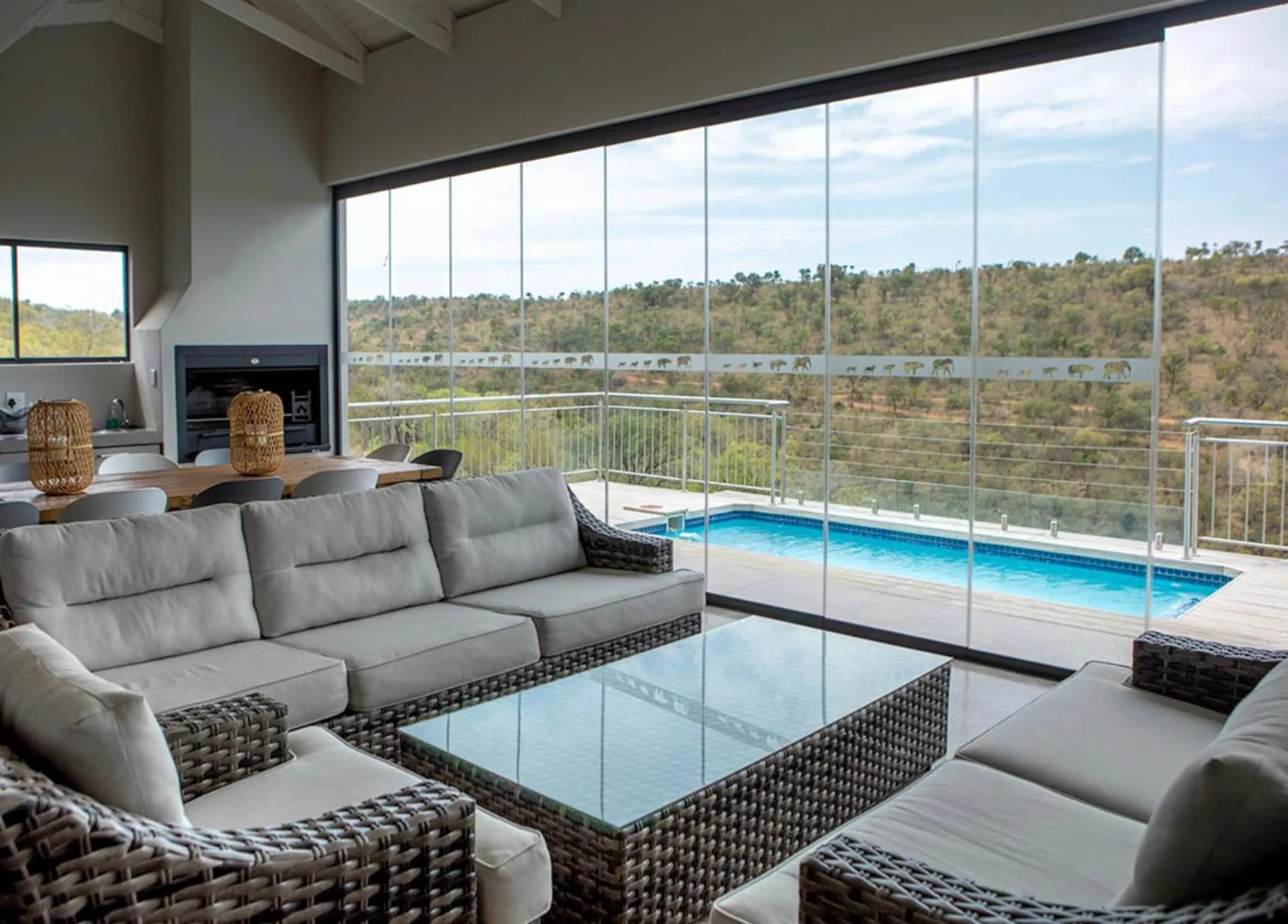 Pool view in Elements Sunrise Bush Lodge