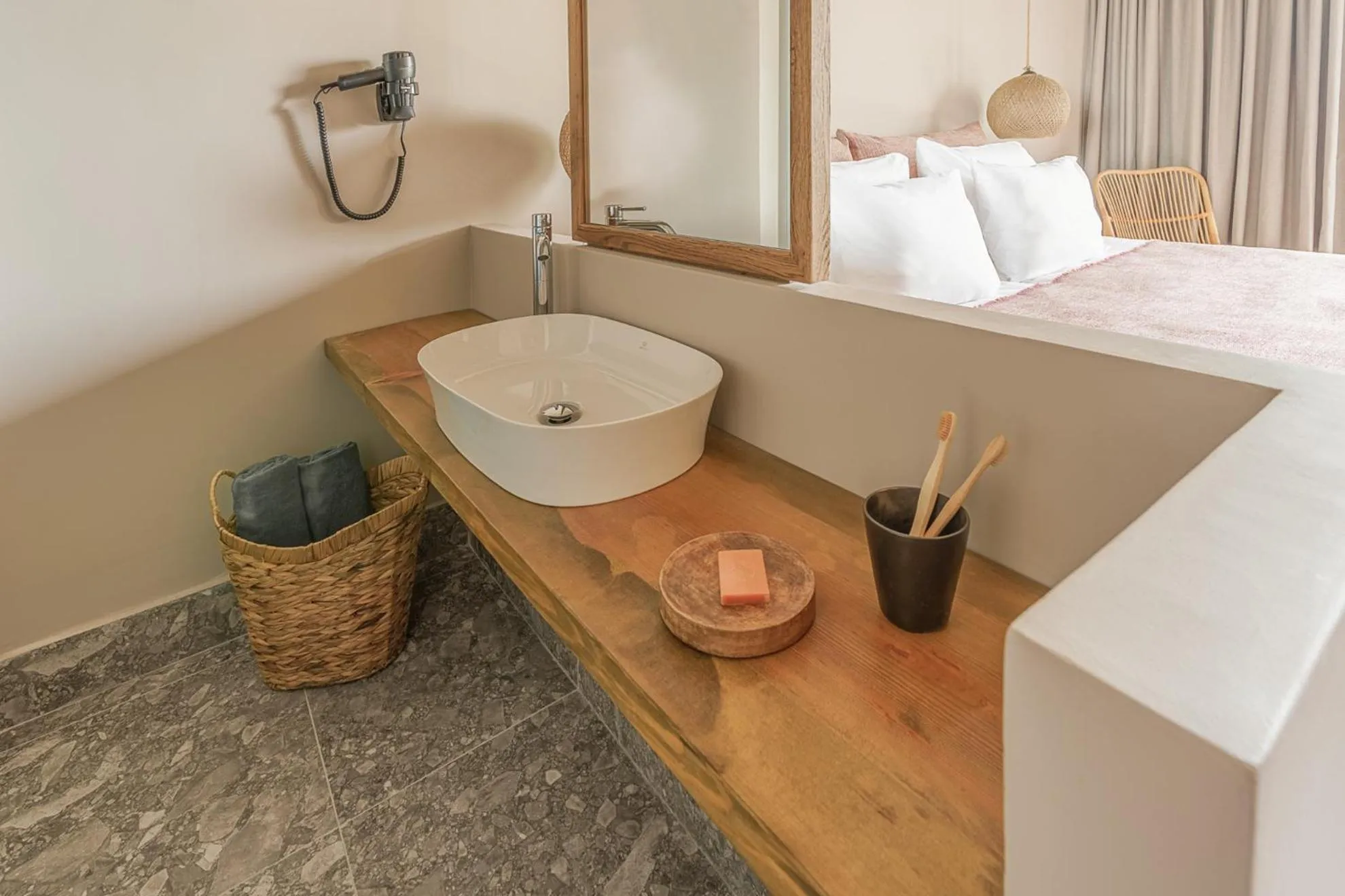 Bathroom, Bed in Cook's Club Corfu - Adults Only