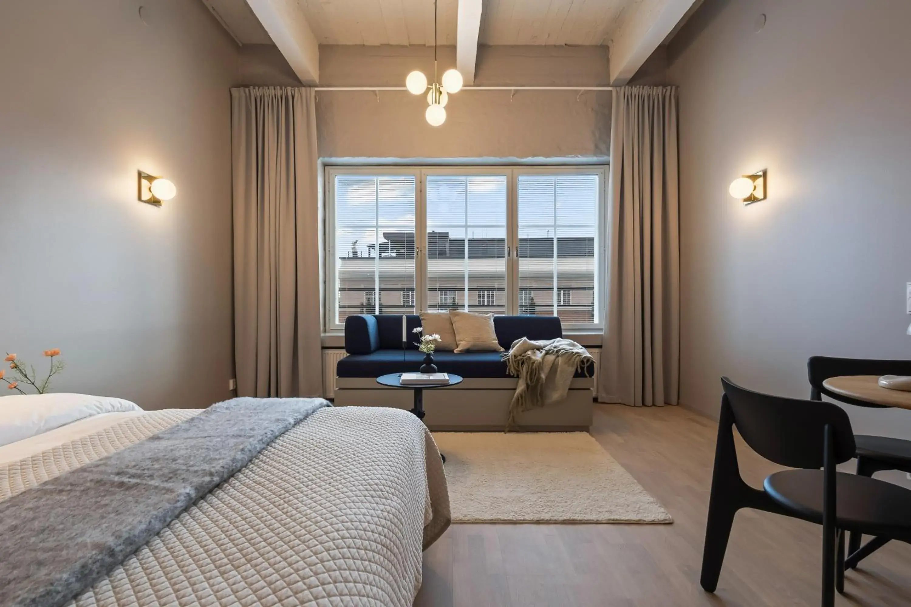 View (from property/room), Bed in Unity Tampere - A Studio Hotel View (from property/room), Bed in Unity Tampere - A Studio Hotel