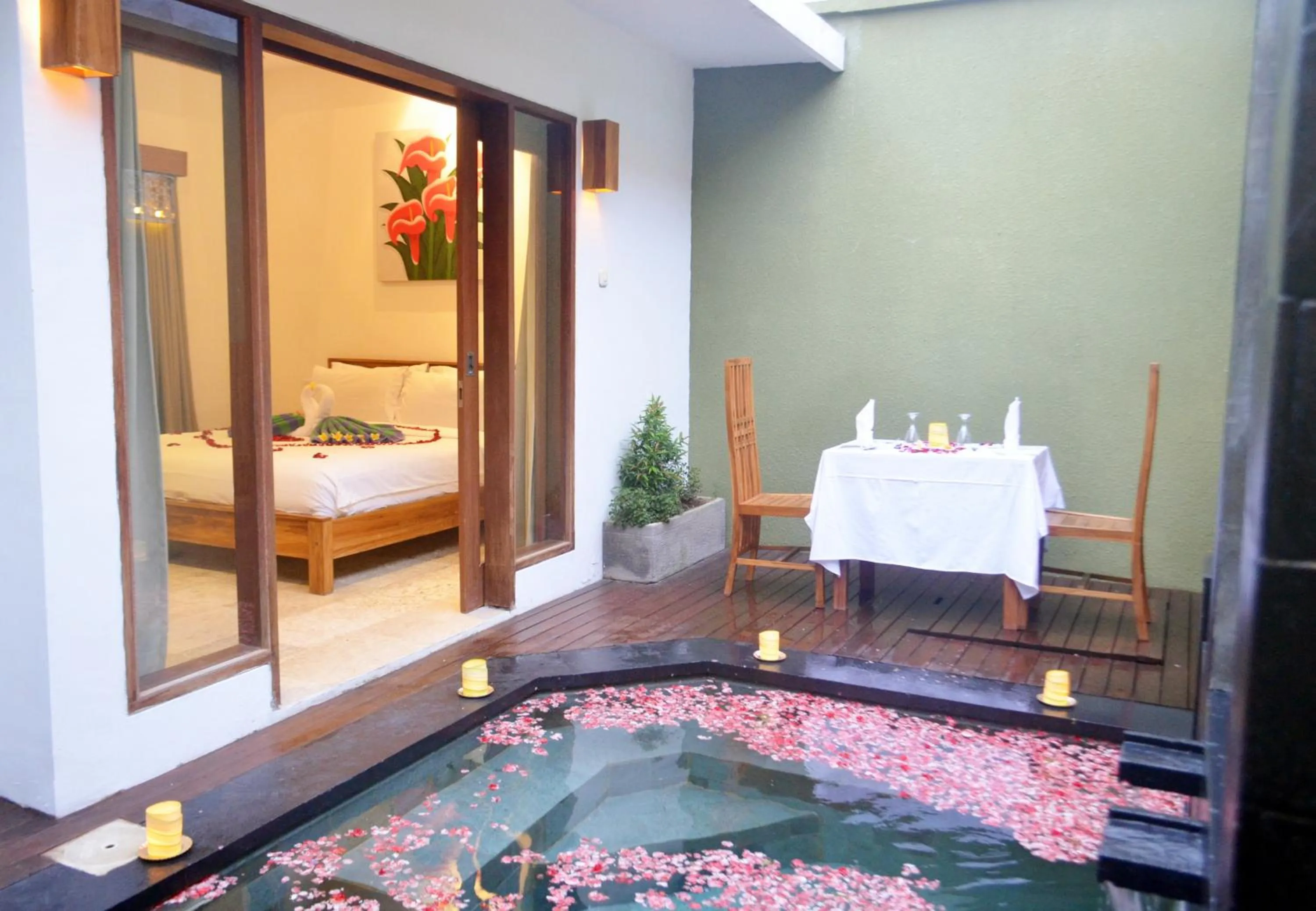 Balcony/Terrace, Bed in Jas Green Villas and Spa