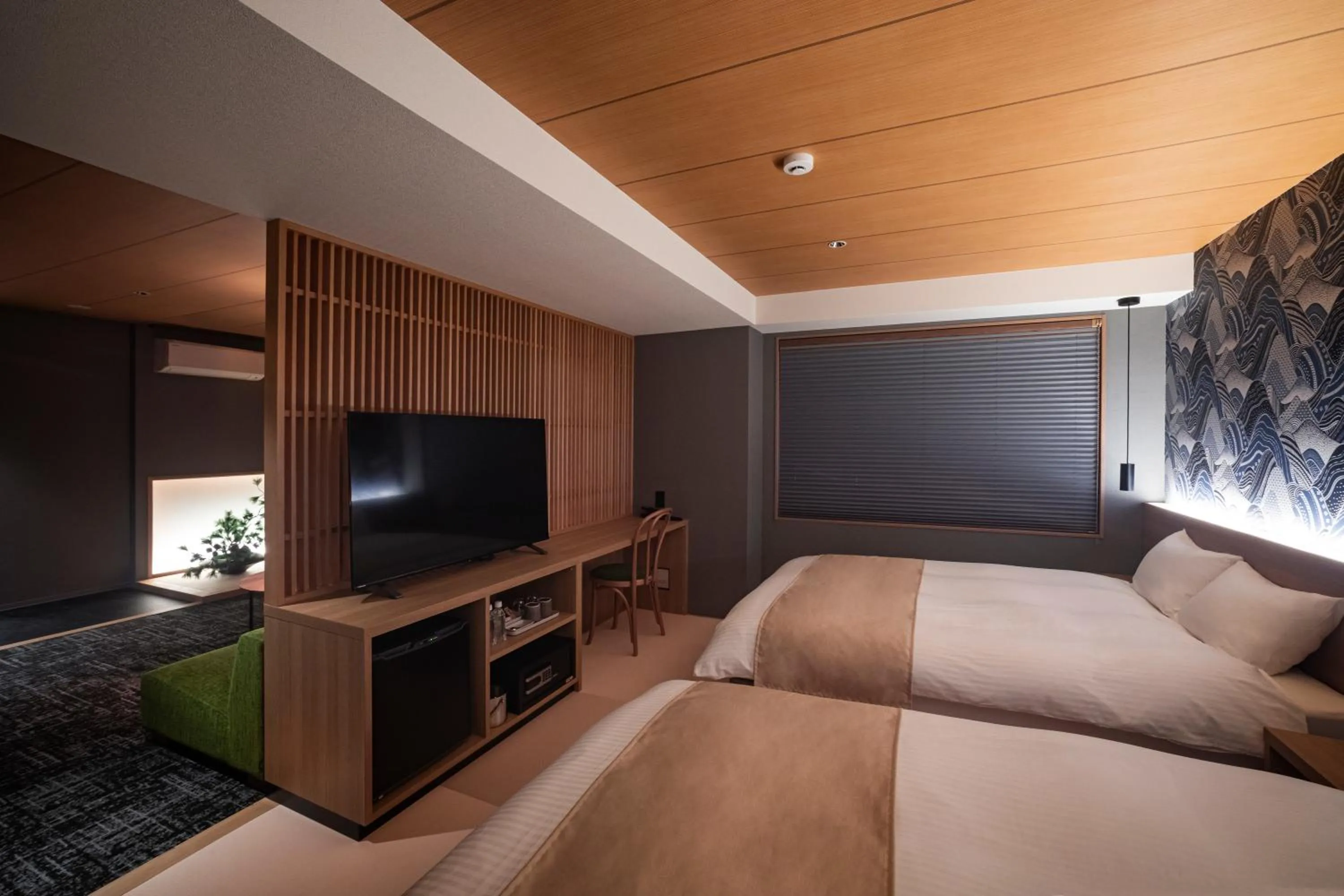 Photo of the whole room, Bed in Rinn Gion Shirakawa