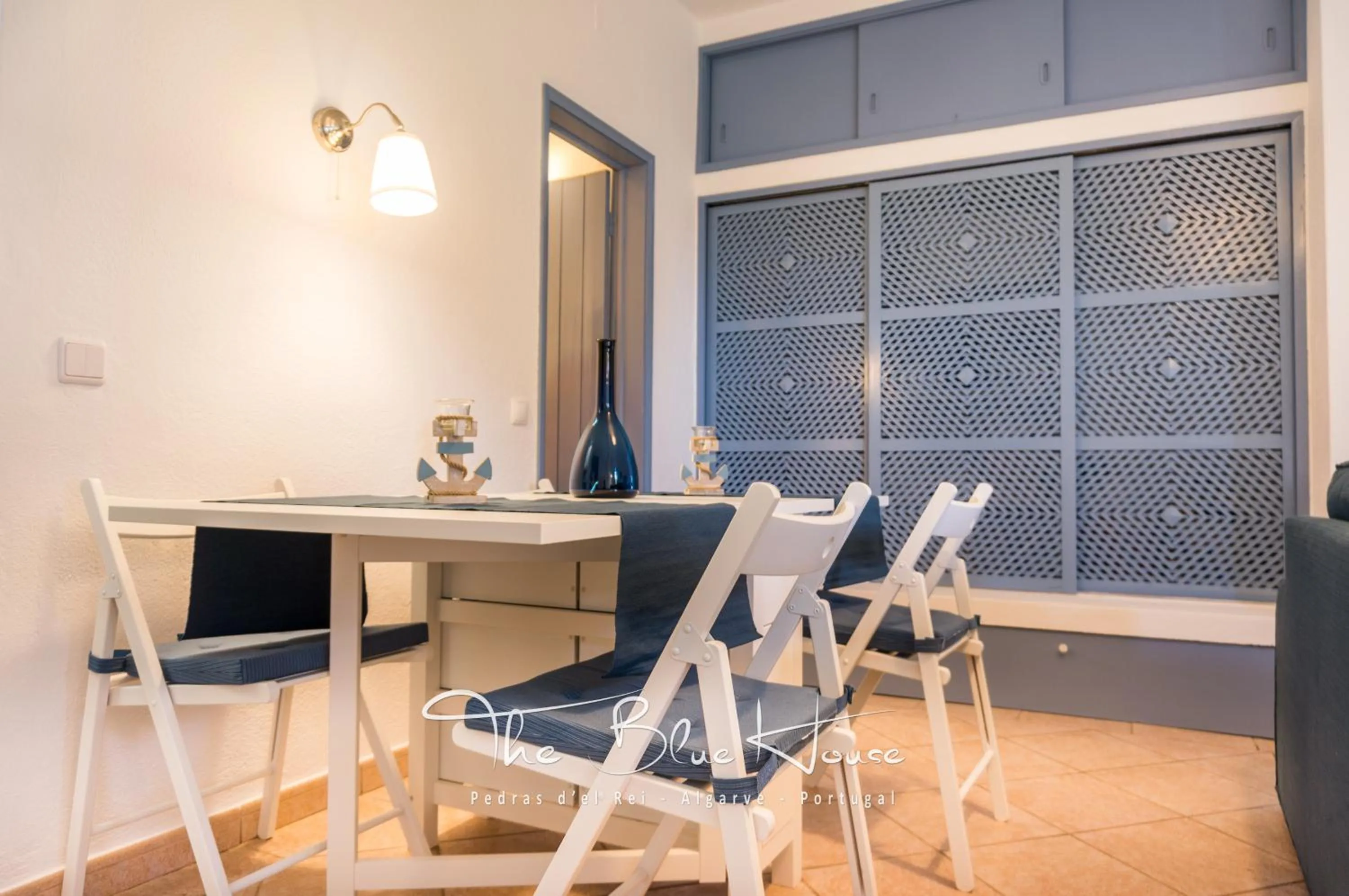 Living room in The Blue House, Pedras D'el Rei, Tavira