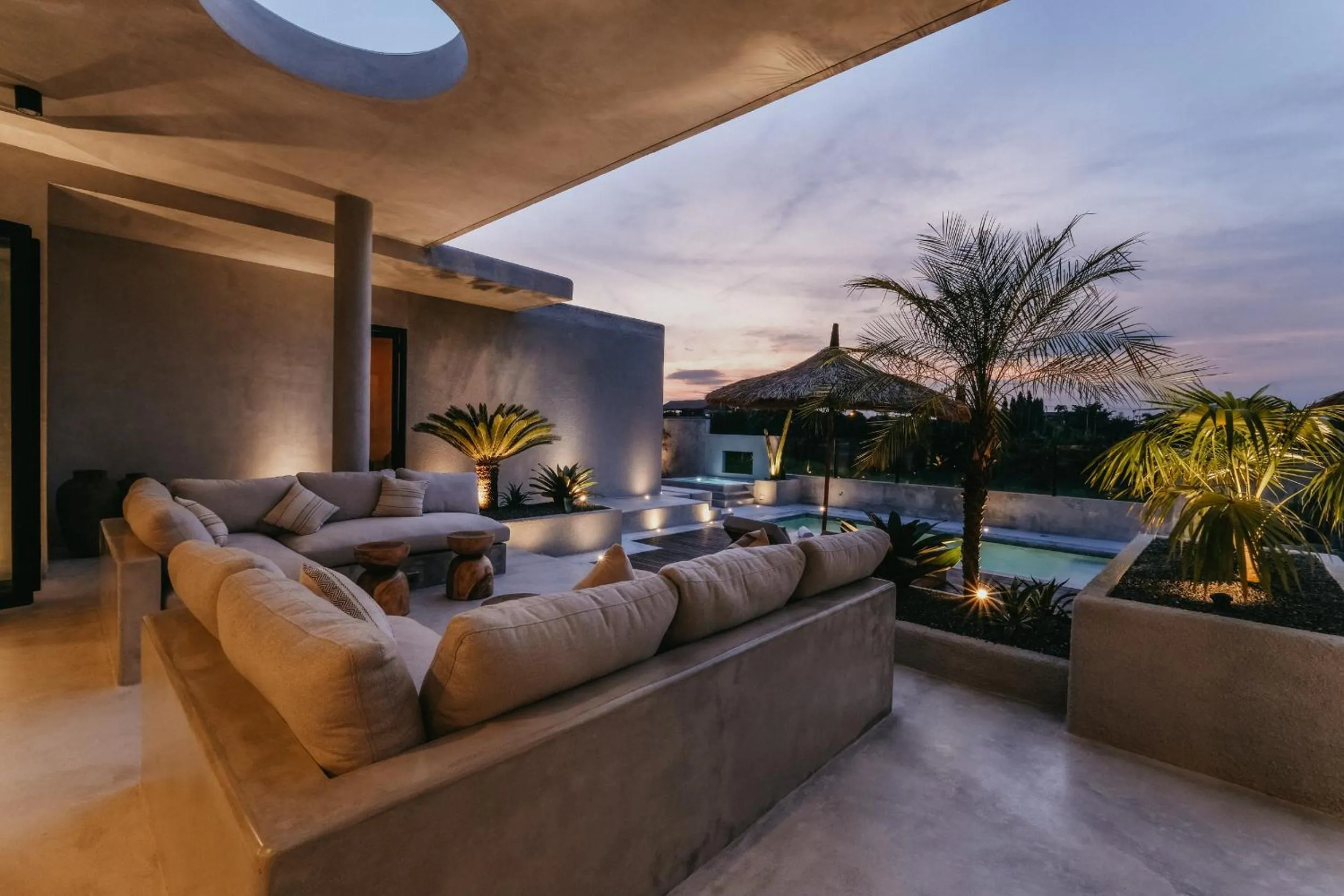 Seating area in Concrete Retreat Villa