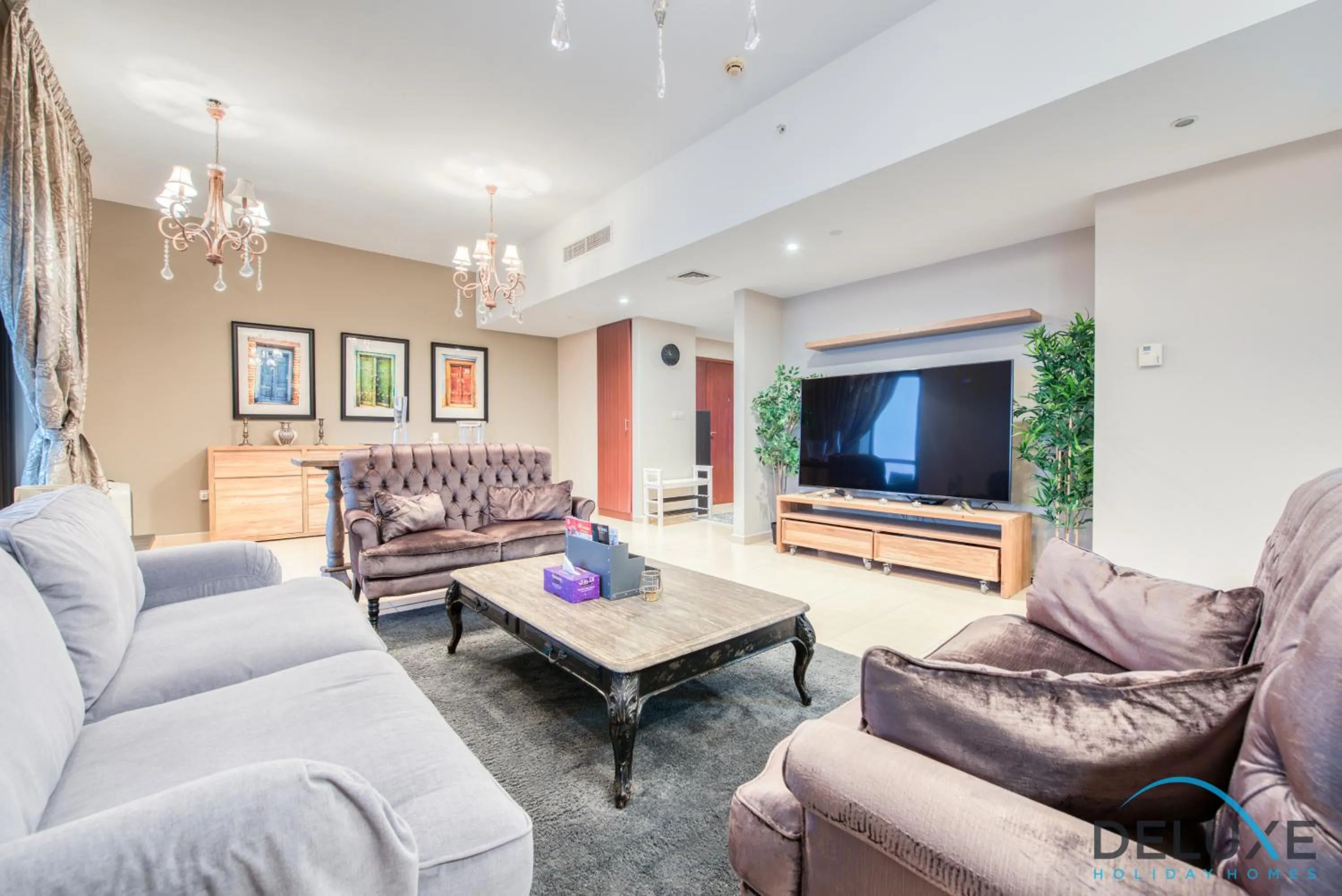TV and multimedia in High-floor 1BR Unit Close to Beach with Sea Views, Sadaf 6, Jumeirah Beach Residence by Deluxe Holiday Homes