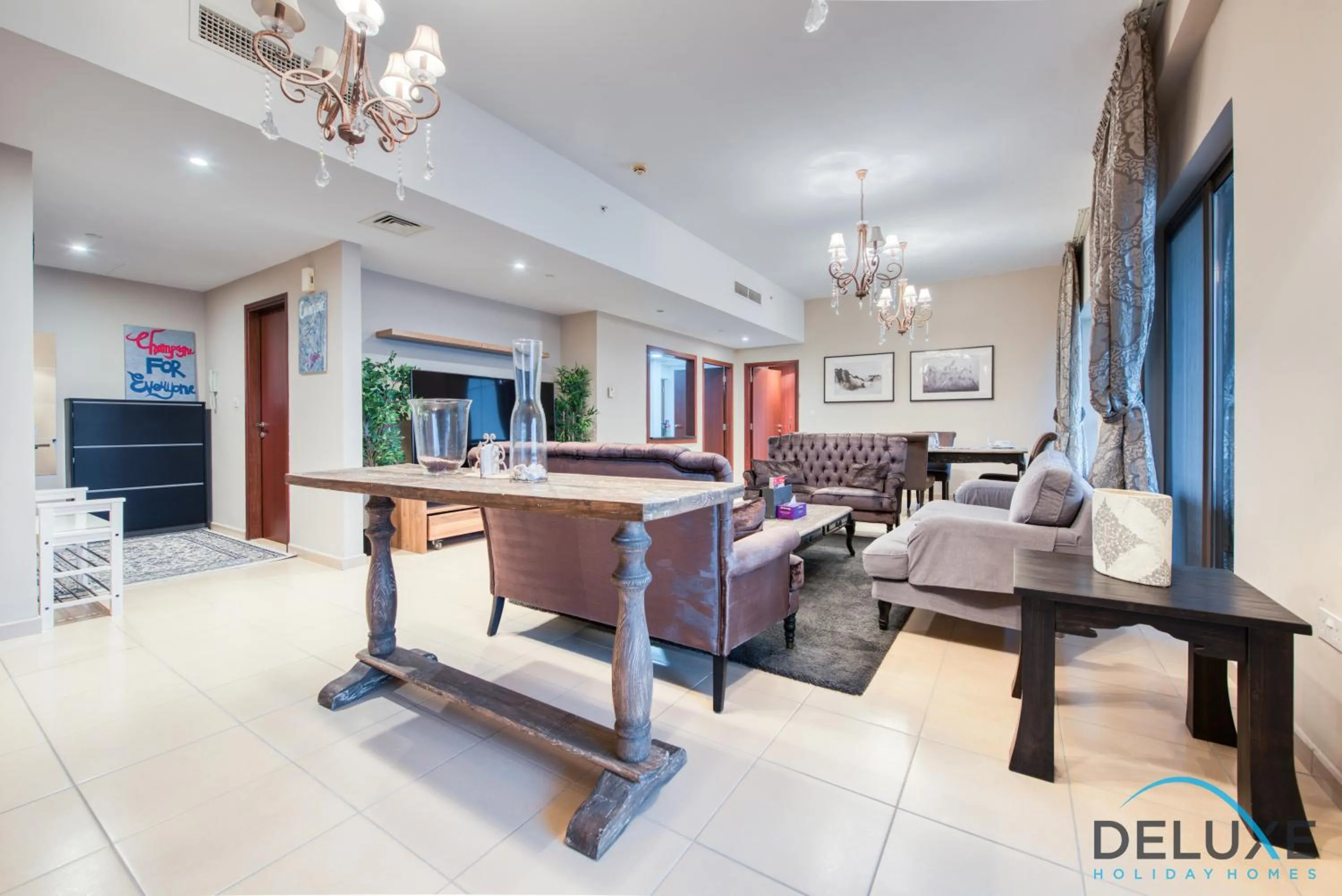 Living room in High-floor 1BR Unit Close to Beach with Sea Views, Sadaf 6, Jumeirah Beach Residence by Deluxe Holiday Homes