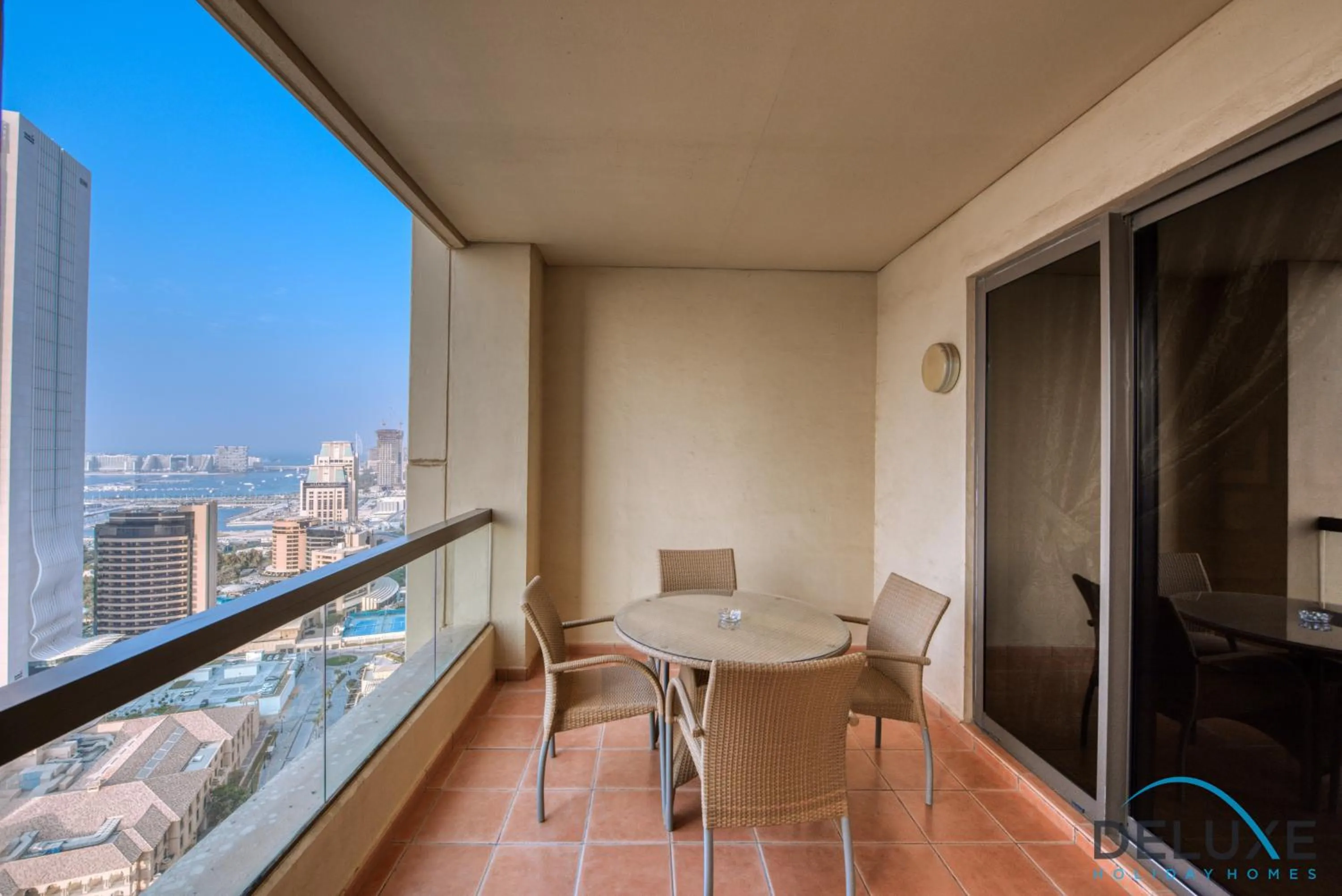Balcony/Terrace in High-floor 1BR Unit Close to Beach with Sea Views, Sadaf 6, Jumeirah Beach Residence by Deluxe Holiday Homes