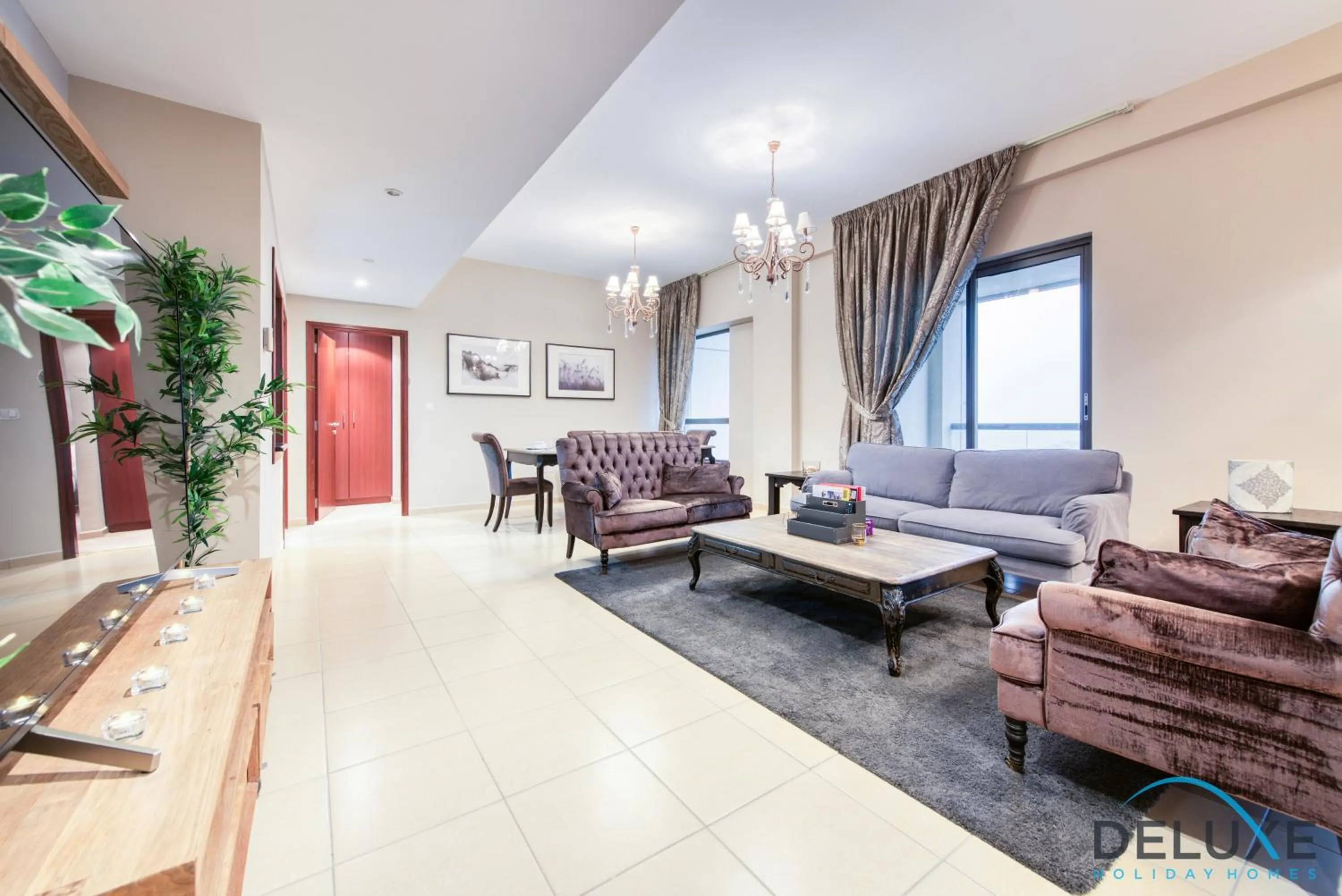 Living room in High-floor 1BR Unit Close to Beach with Sea Views, Sadaf 6, Jumeirah Beach Residence by Deluxe Holiday Homes