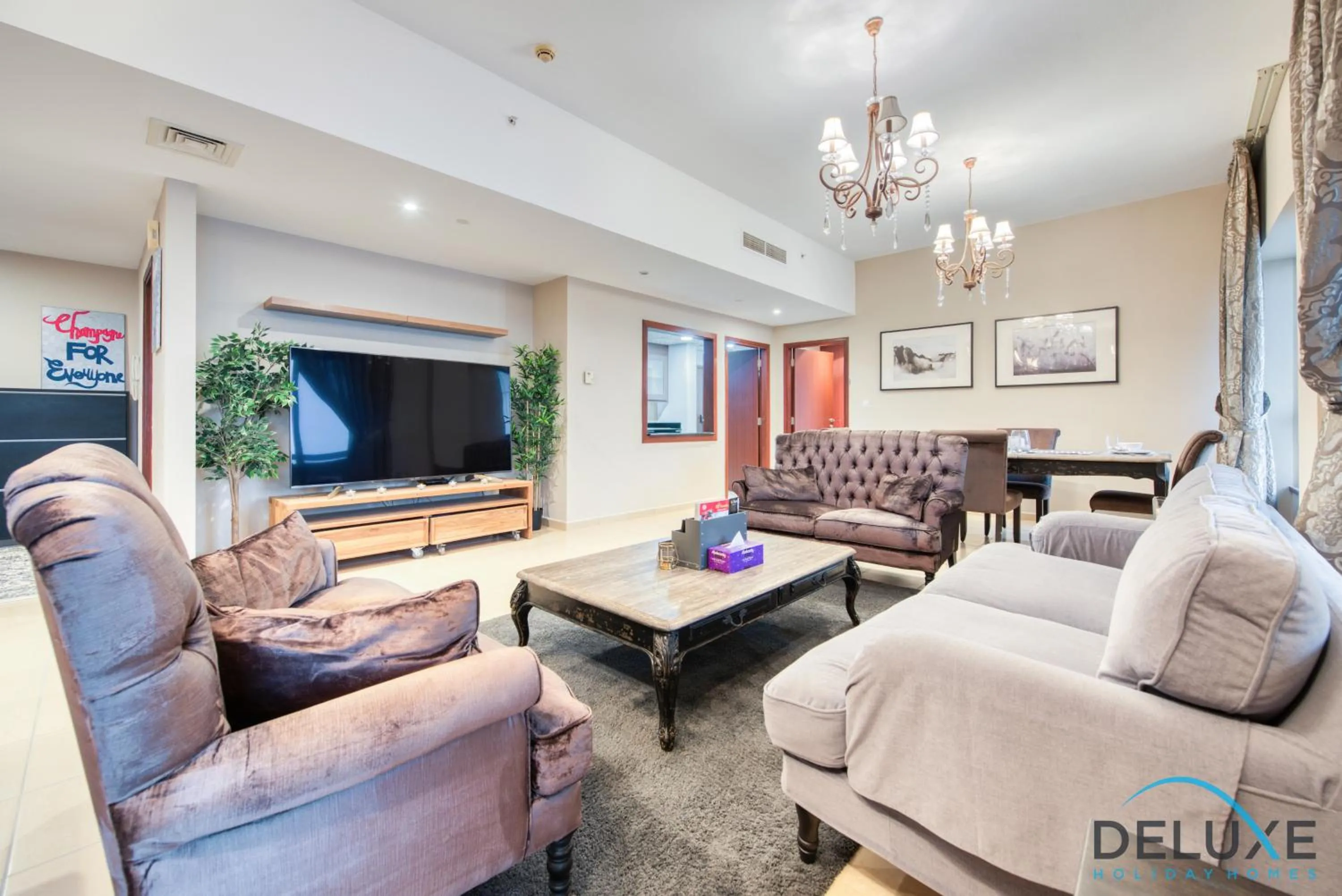 Living room in High-floor 1BR Unit Close to Beach with Sea Views, Sadaf 6, Jumeirah Beach Residence by Deluxe Holiday Homes