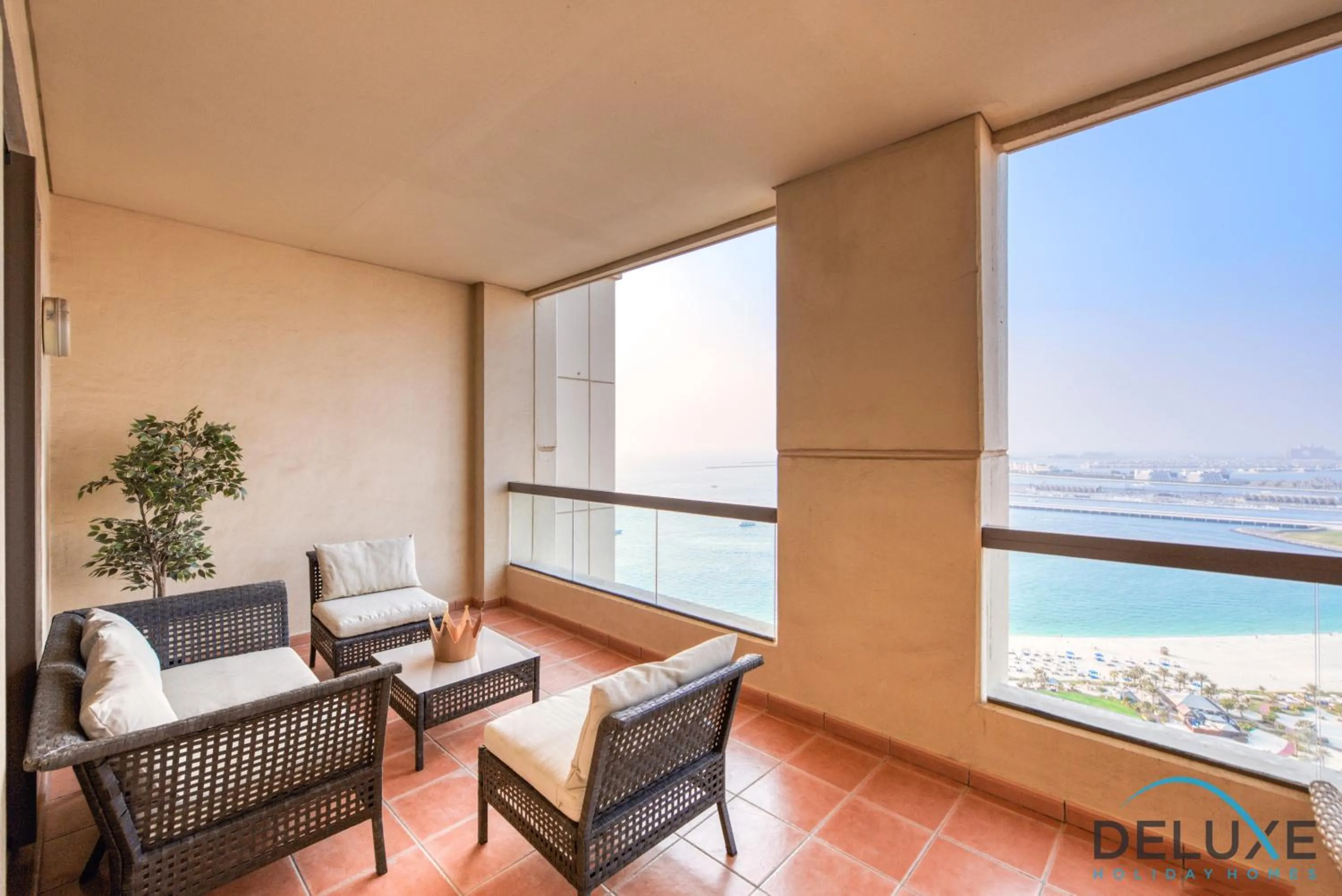 Balcony/Terrace in High-floor 1BR Unit Close to Beach with Sea Views, Sadaf 6, Jumeirah Beach Residence by Deluxe Holiday Homes