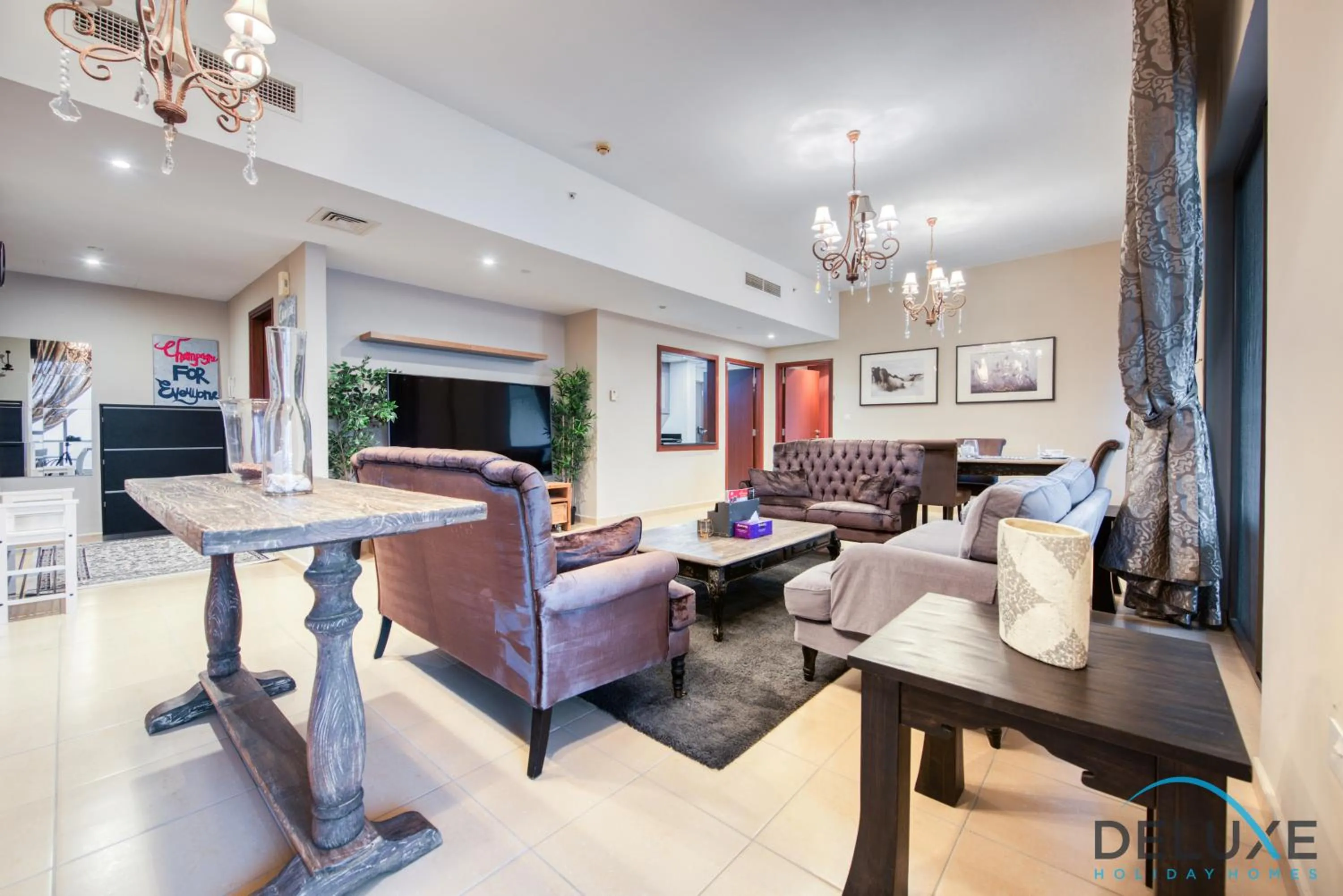 Living room in High-floor 1BR Unit Close to Beach with Sea Views, Sadaf 6, Jumeirah Beach Residence by Deluxe Holiday Homes