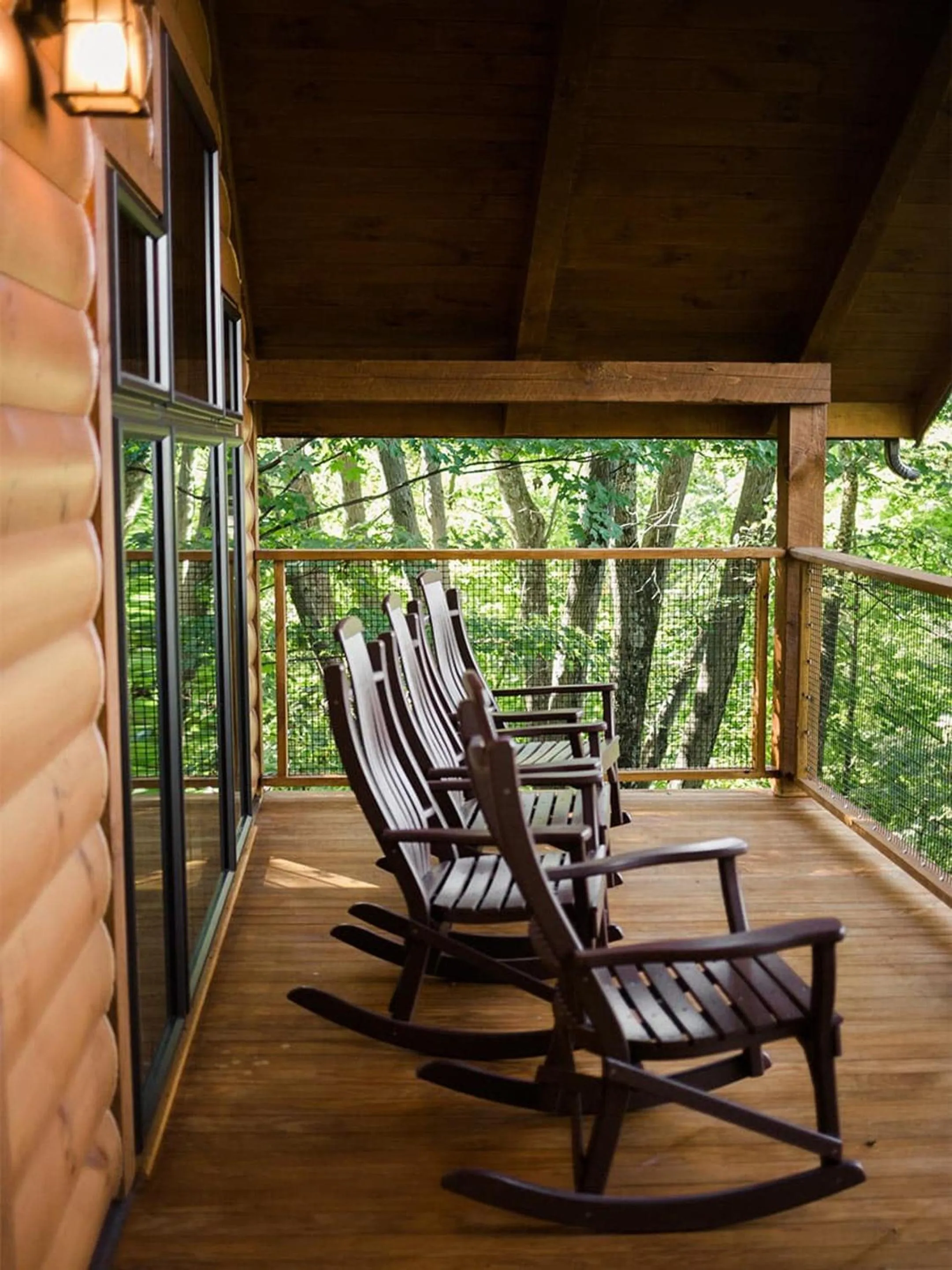 Patio in Treehouse #1 by Amish Country Lodging