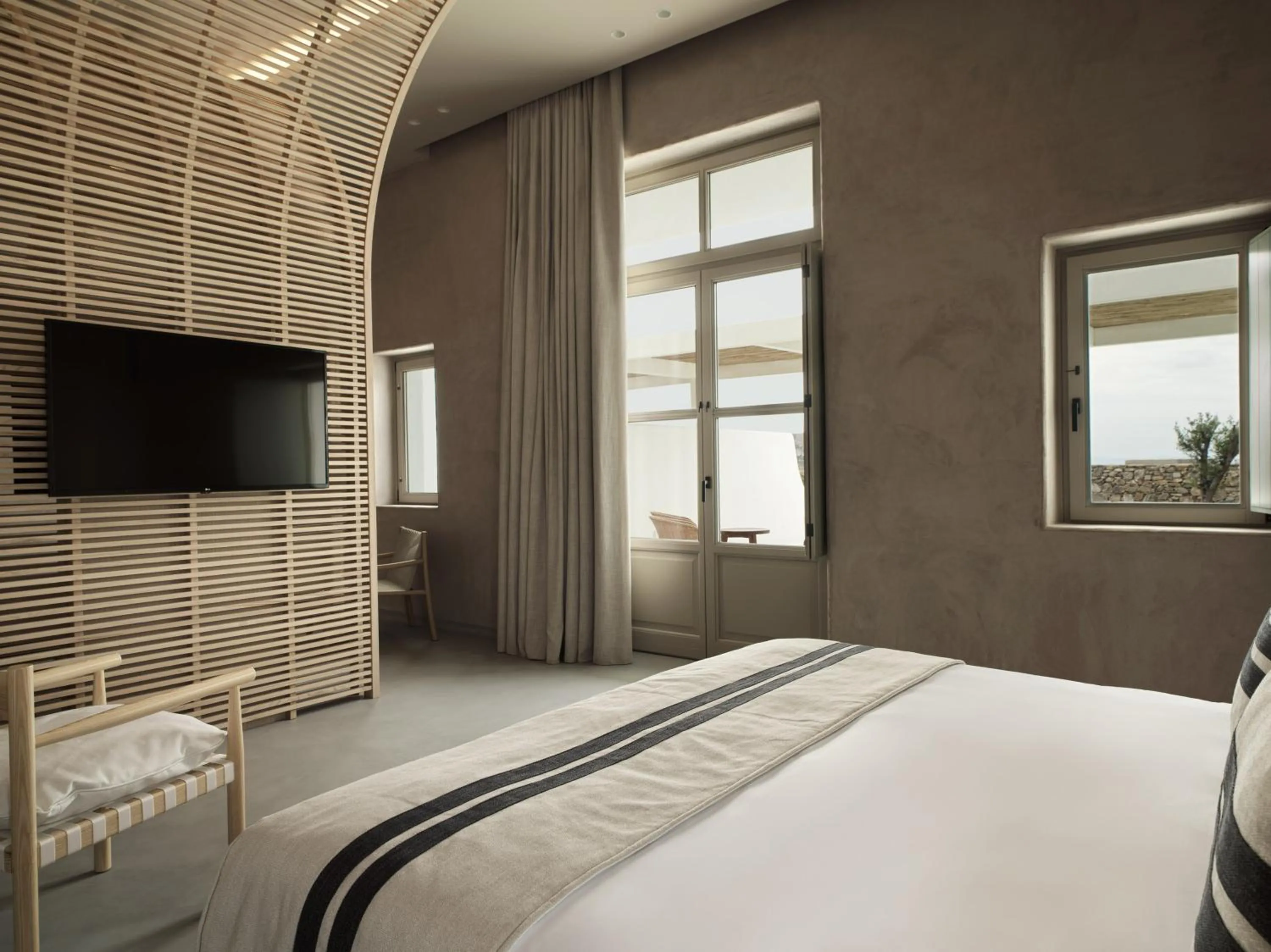 Bed in Yi Hotel Mykonos