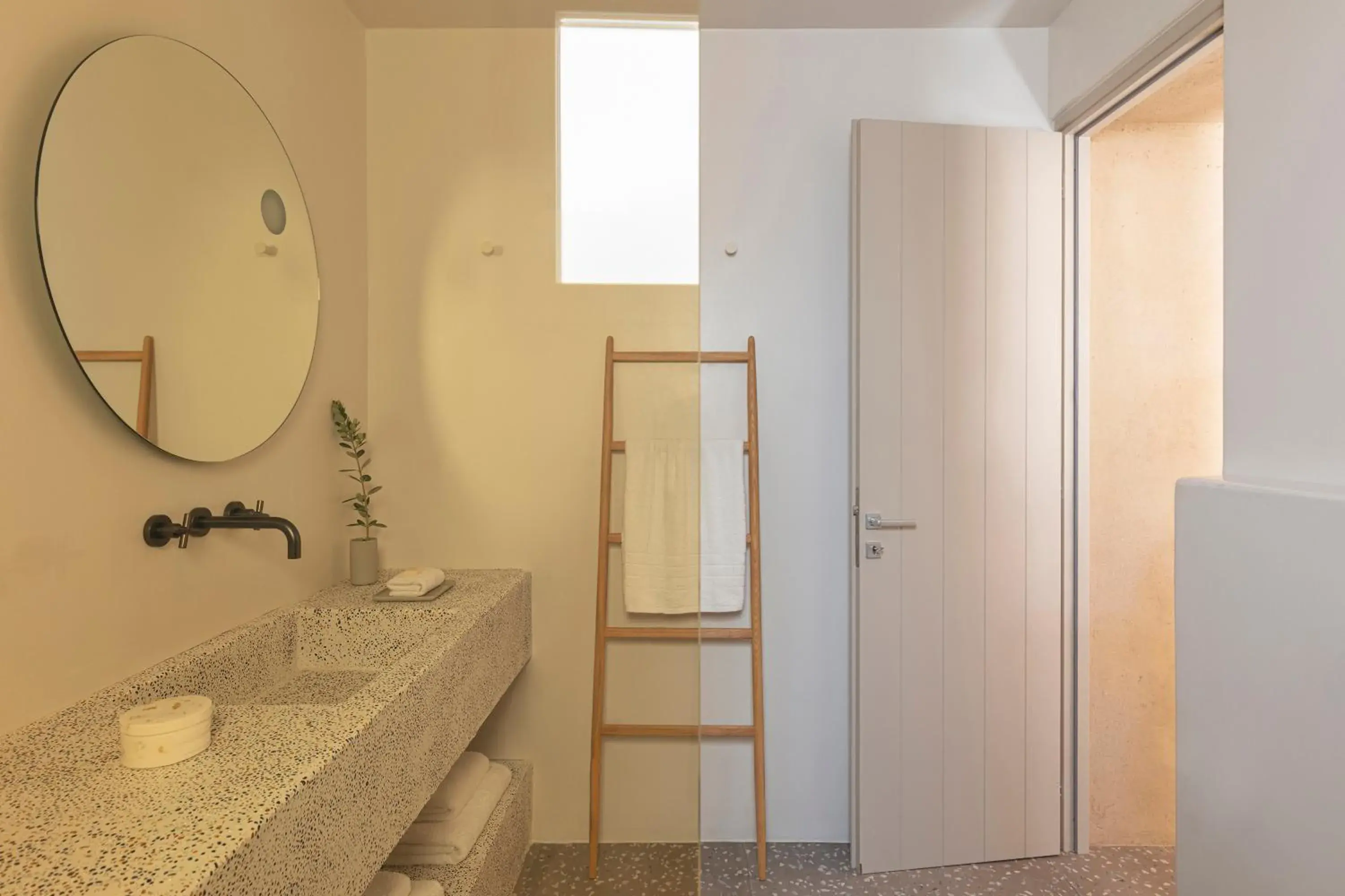 Bathroom in Ethos Vegan Suites Fira, Santorini Bathroom in Ethos Vegan Suites Fira, Santorini