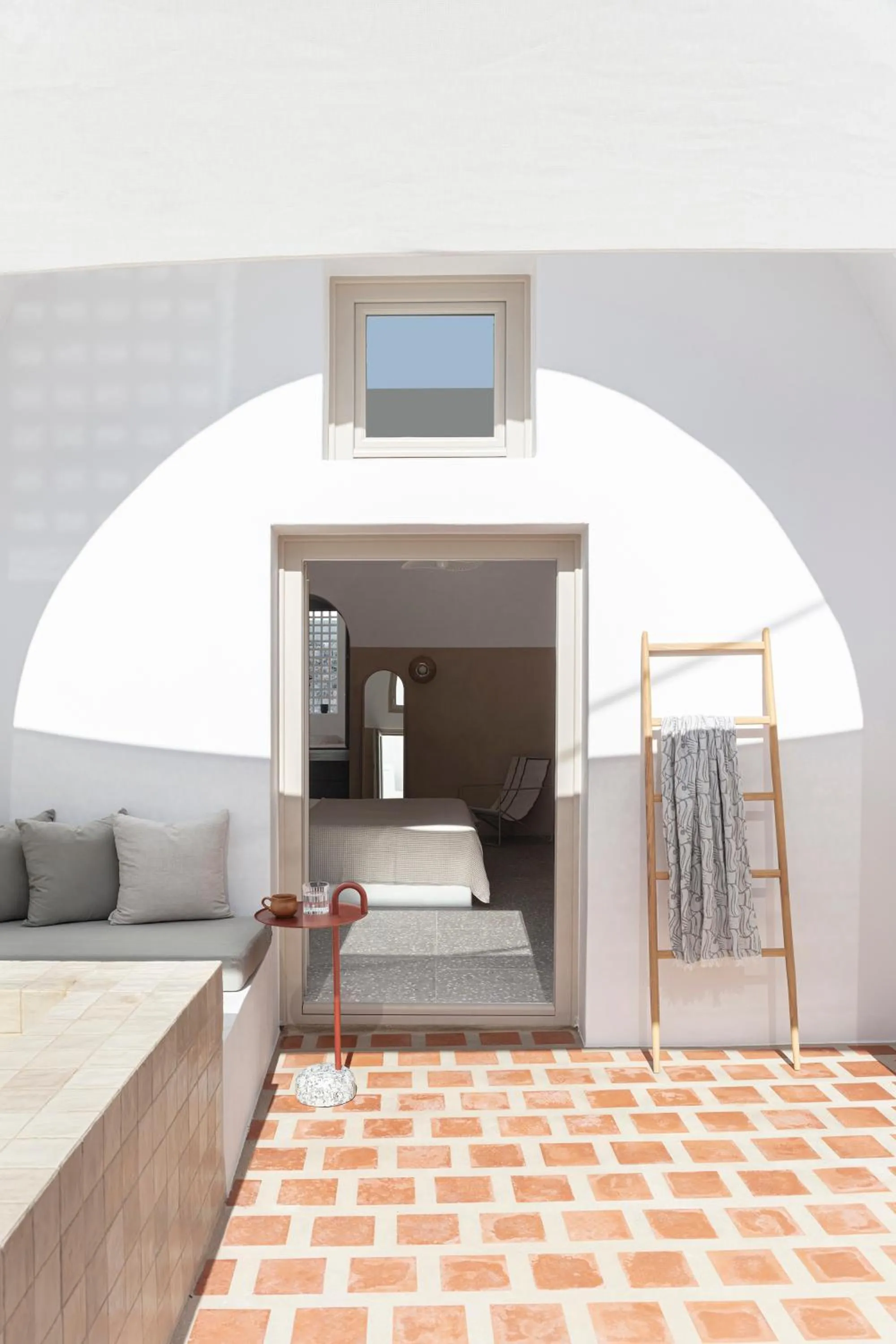 Balcony/Terrace, Bed in Ethos Vegan Suites Fira, Santorini