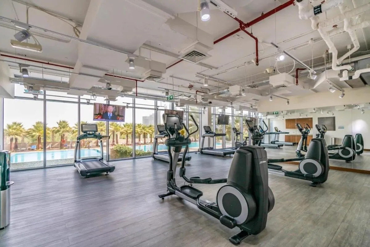 Fitness centre/facilities in Silkhaus comfy DIFC studio with Burj Khalifa view