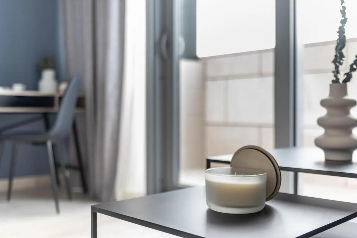 Decorative detail in Silkhaus comfy DIFC studio with Burj Khalifa view