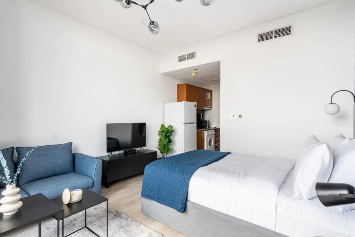 Photo of the whole room, Bed in Silkhaus comfy DIFC studio with Burj Khalifa view