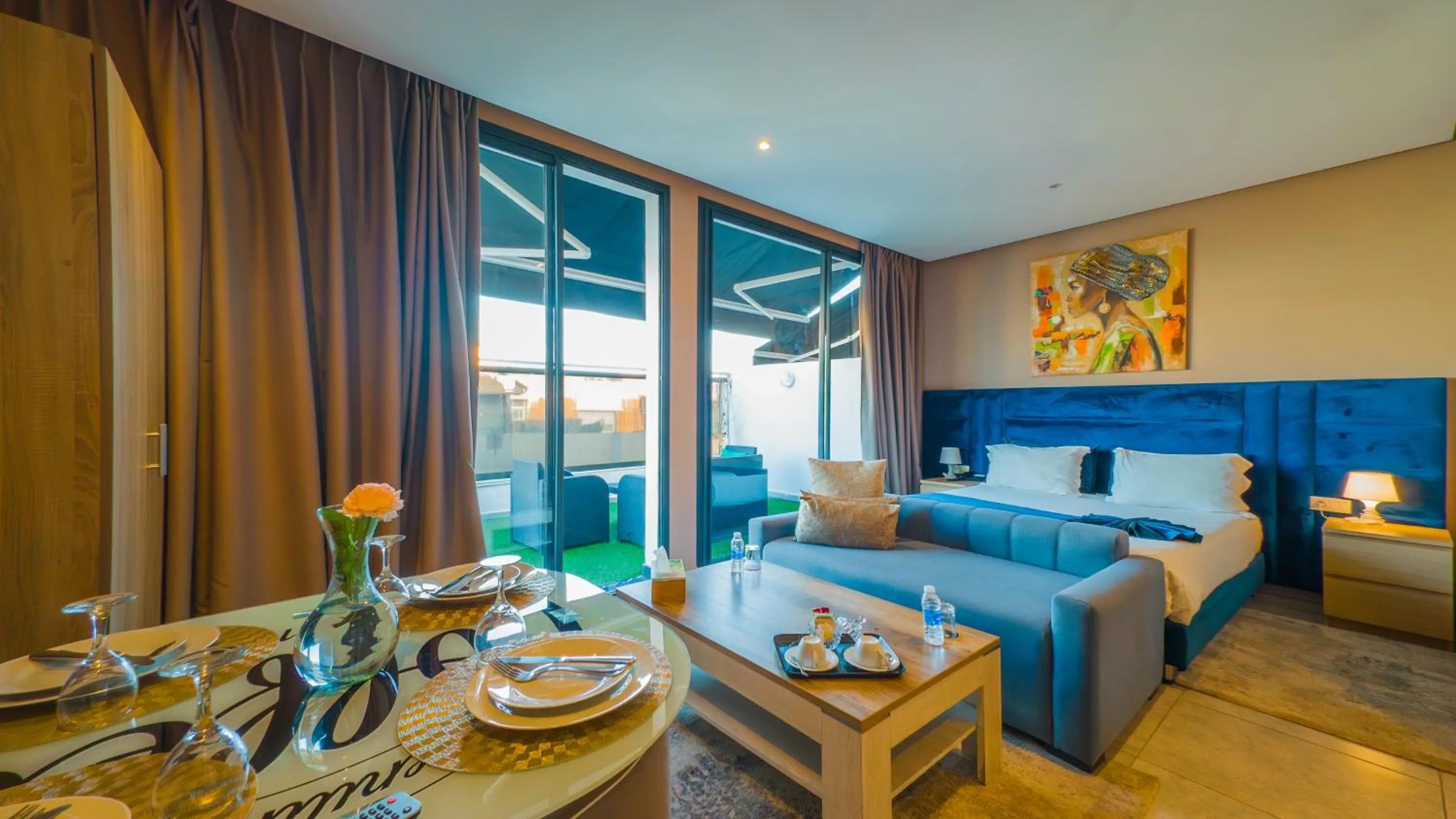 Living room, Bed in Atlas-Résidence by Rent-Inn