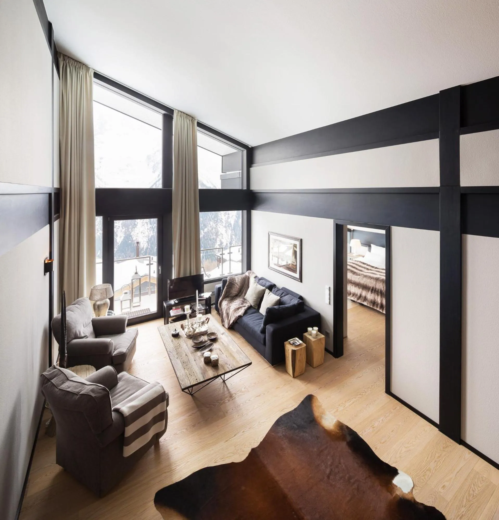 Living room, Bed in Lauchernalp Resort Residences