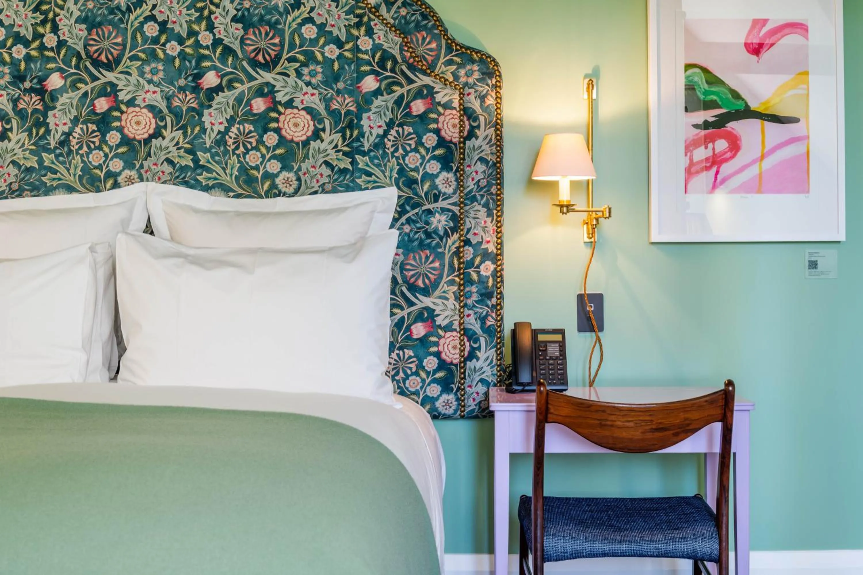 Decorative detail, Bed in The Observatory Hotel Christchurch