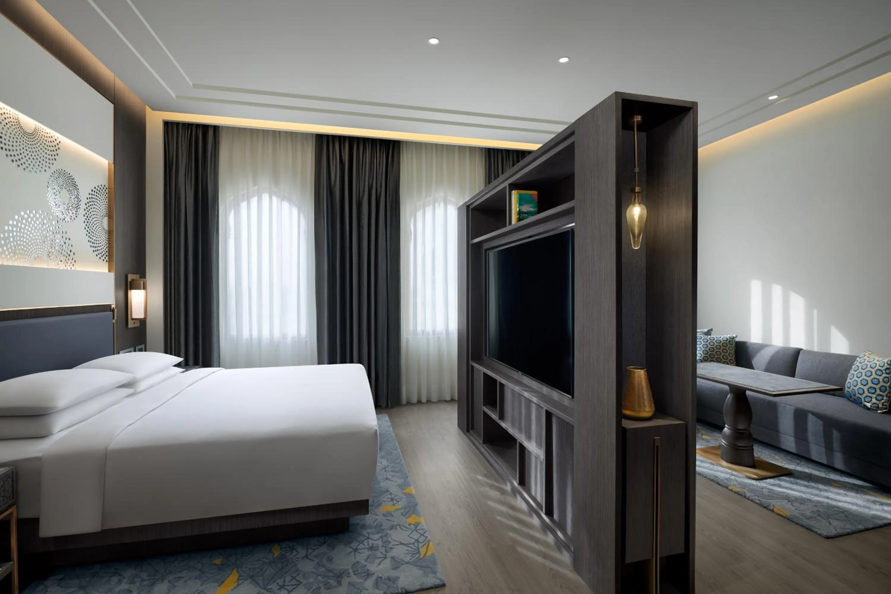 Bed in Hyatt Regency Jaipur Mansarovar