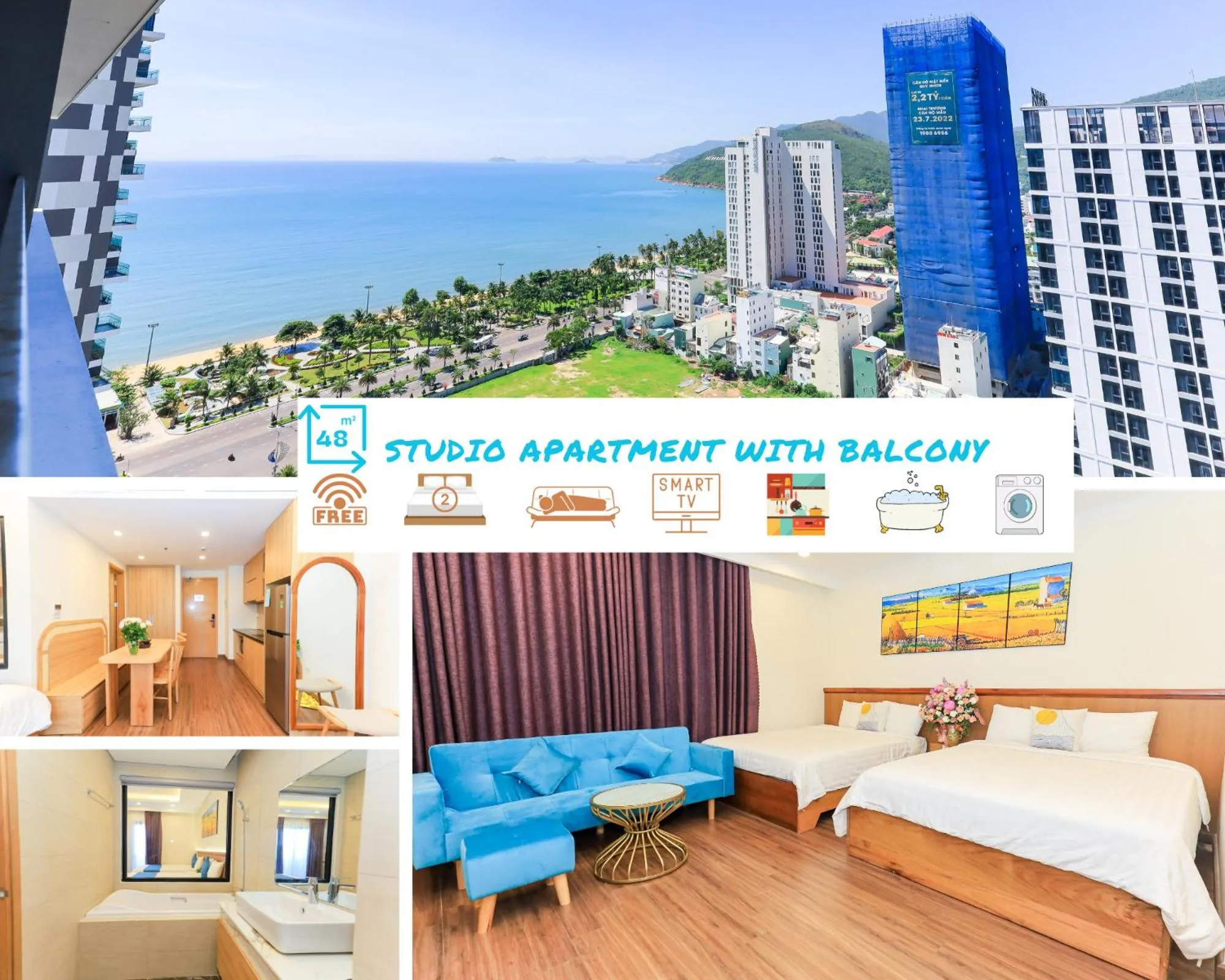 Studio with Balcony in FLC Sea Tower Quy Nhon -Tran Apartment