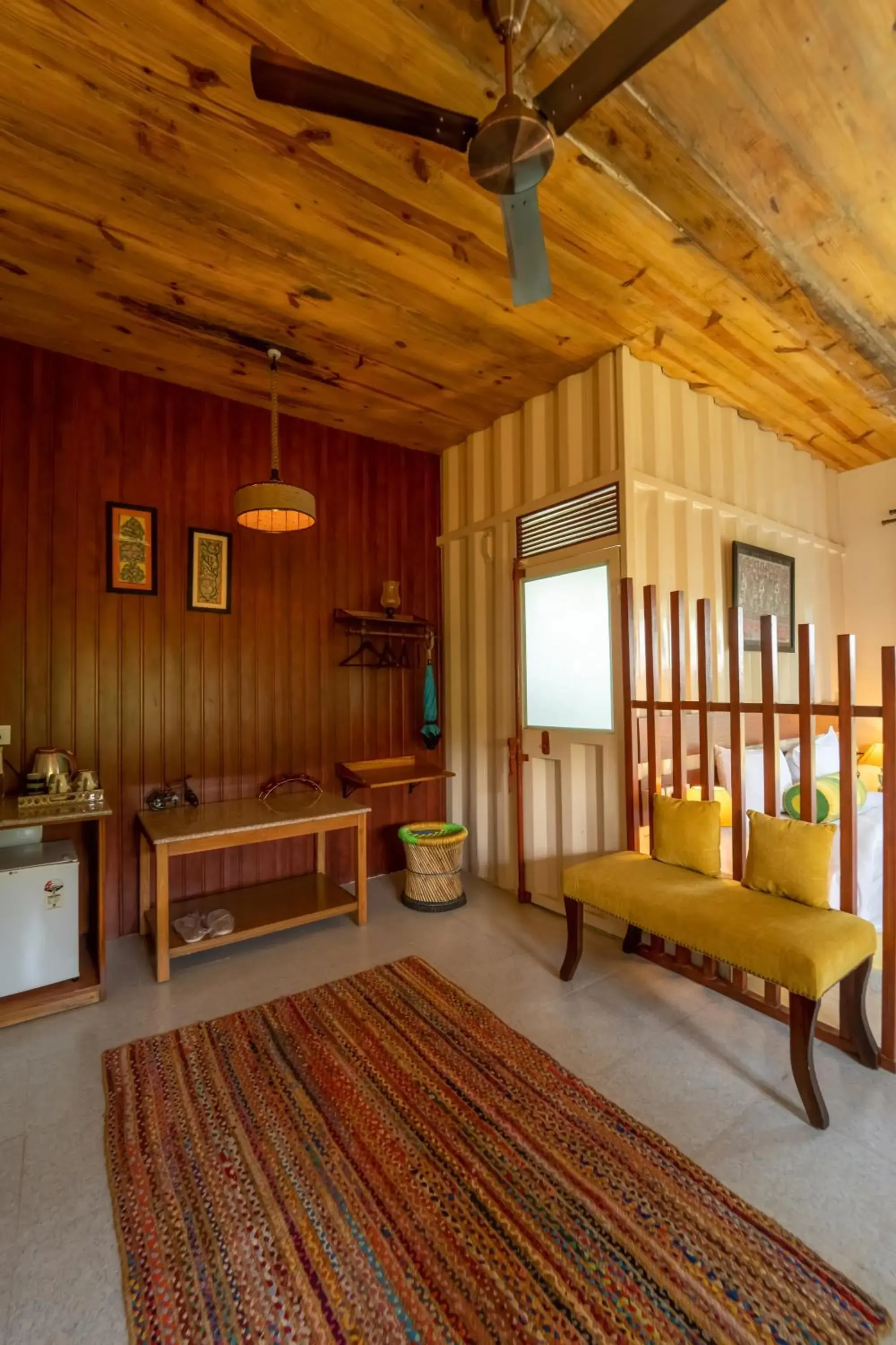 Living room, Bed in Tree of Life Ecotainers Agra Living room, Bed in Tree of Life Ecotainers Agra