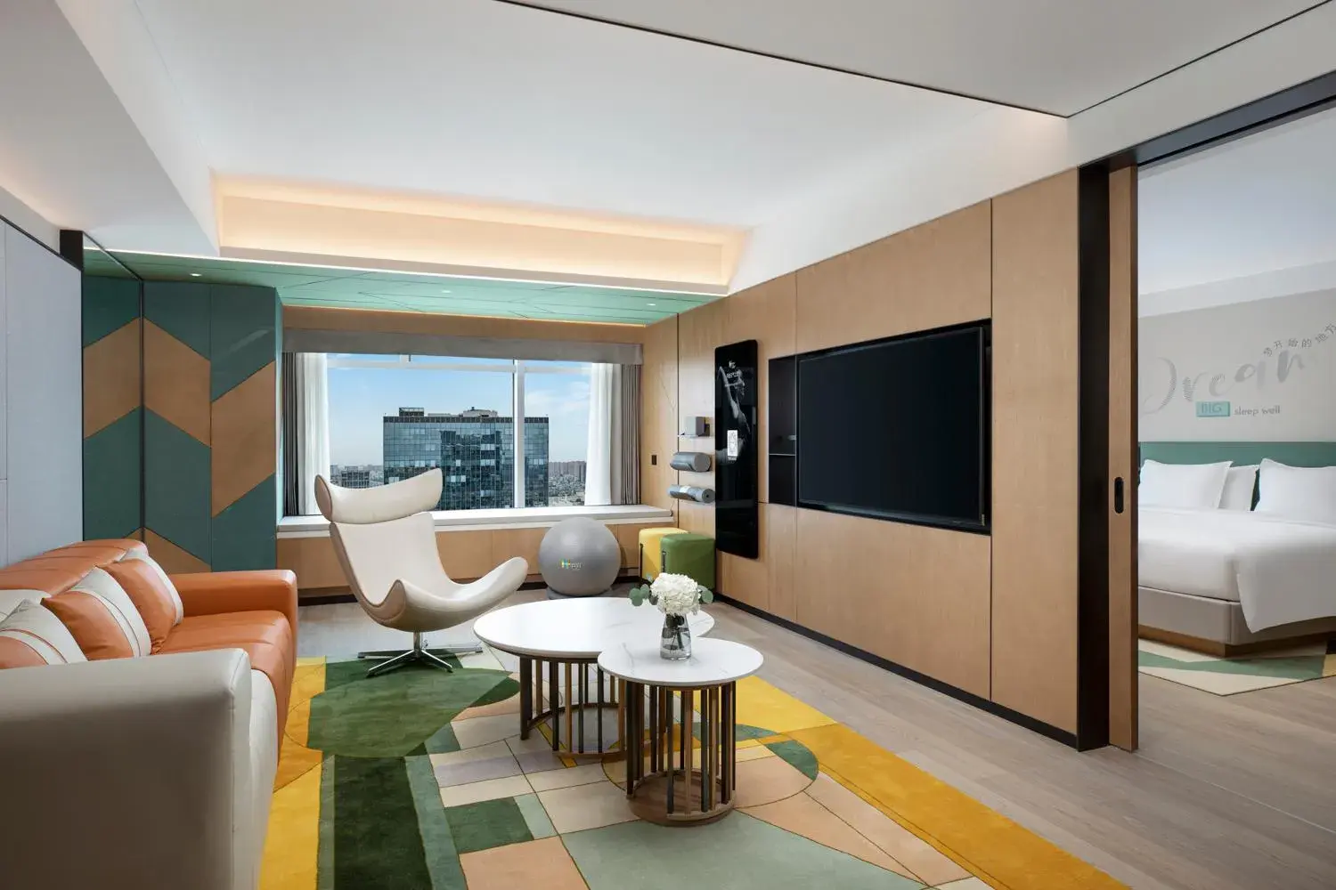 Seating area, Bed in EVEN Hotel Chengdu Jinniu by IHG Seating area, Bed in EVEN Hotel Chengdu Jinniu by IHG