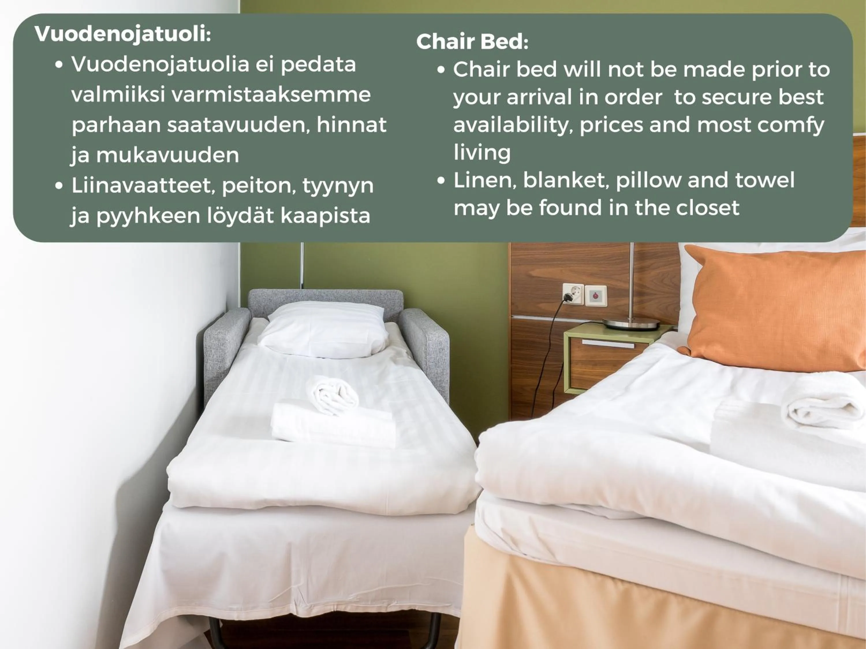 Bed in Hiisi Hotel Helsinki Jätkäsaari