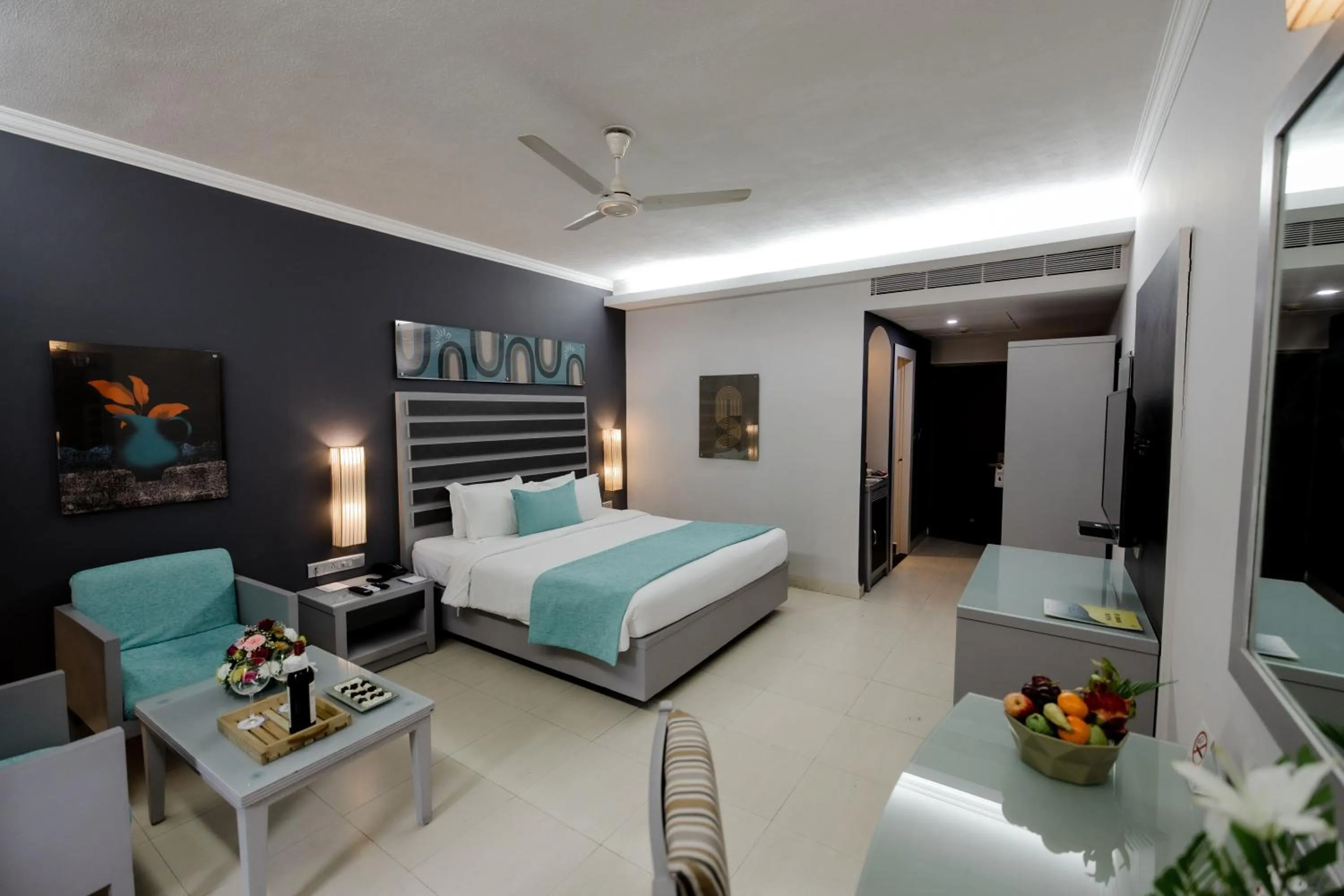 Pool view, Bed in Regenta Baywatch Resort, Goa