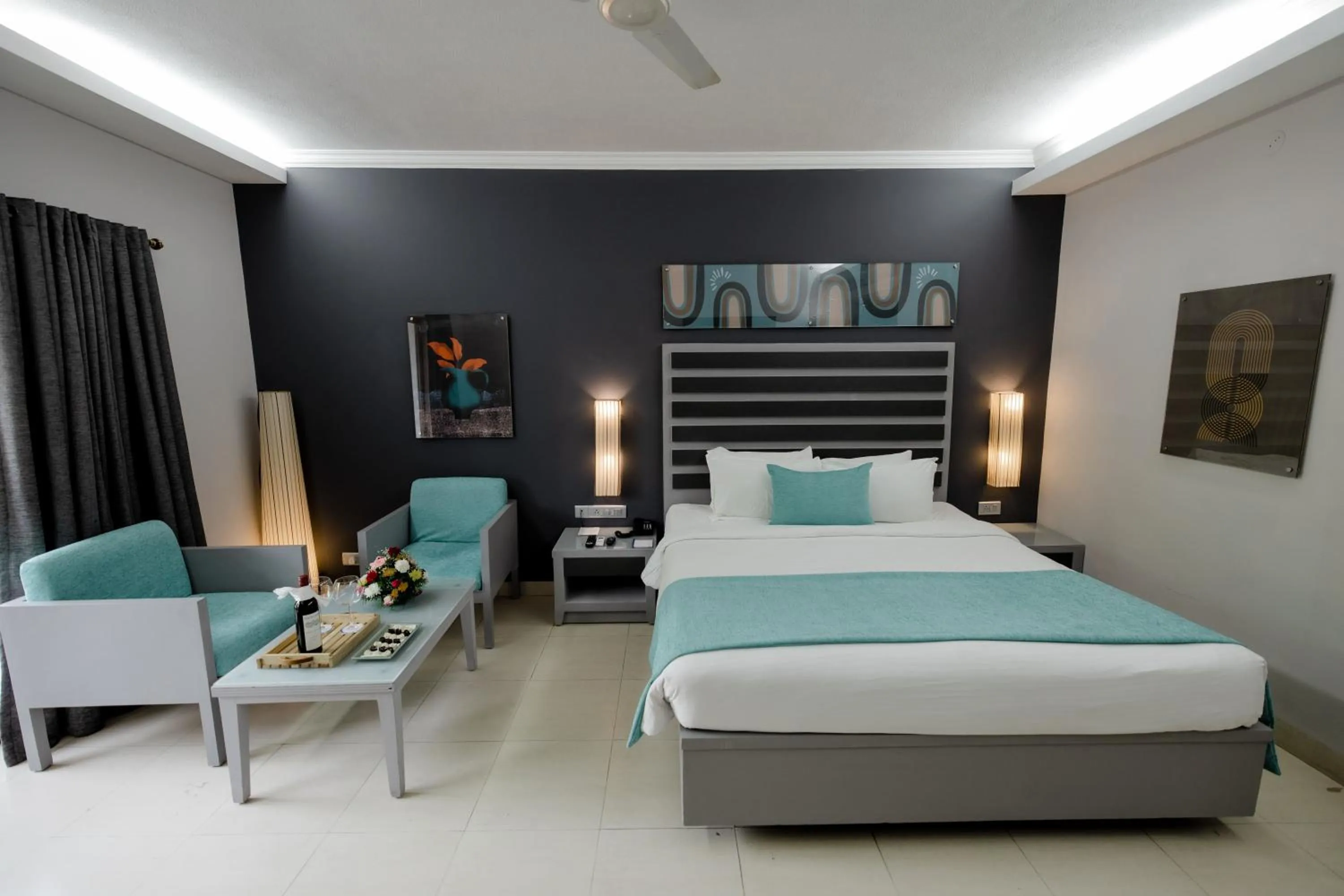 Pool view, Bed in Regenta Baywatch Resort, Goa