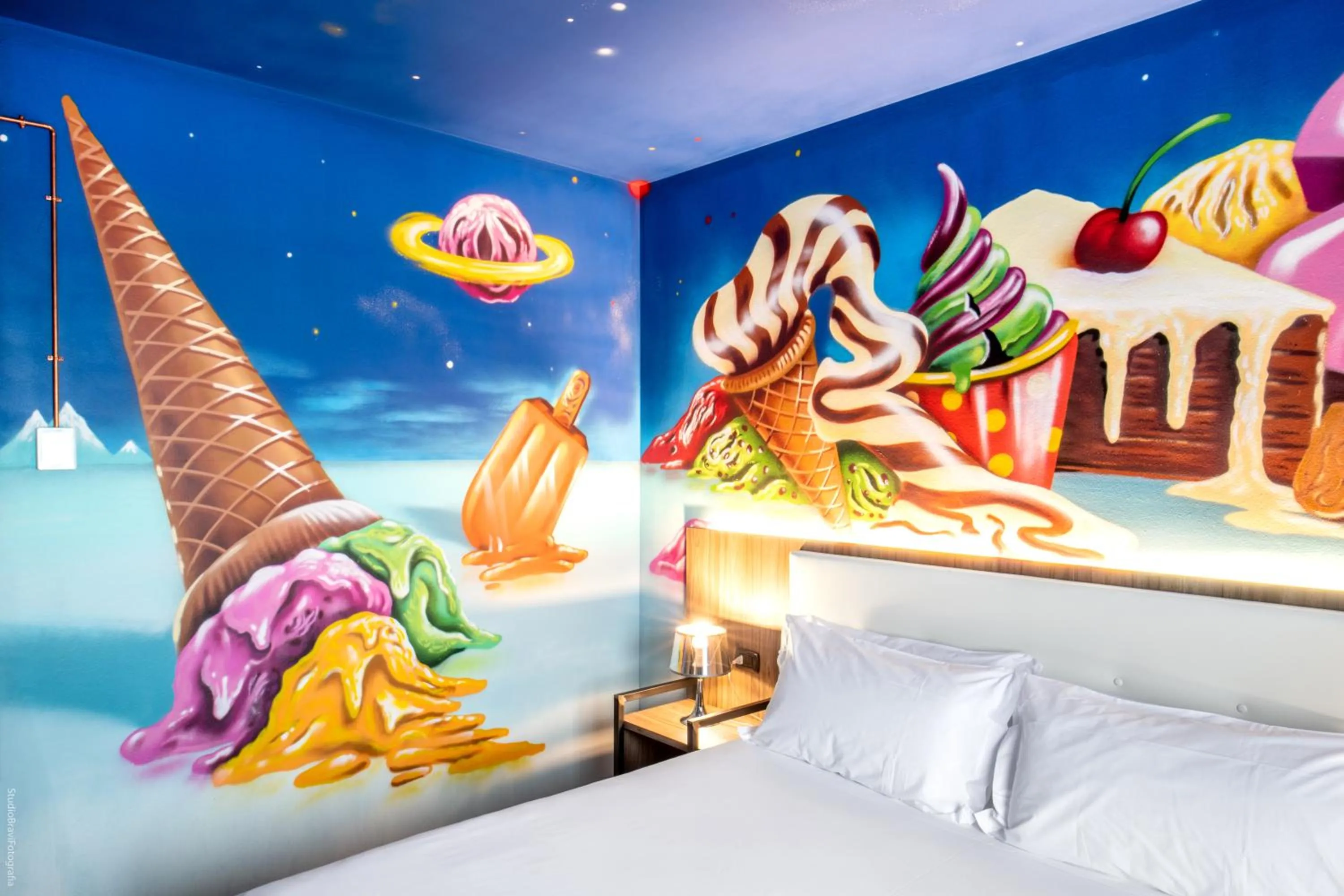 Bed in Muraless Art Hotel - WorldHotels Crafted