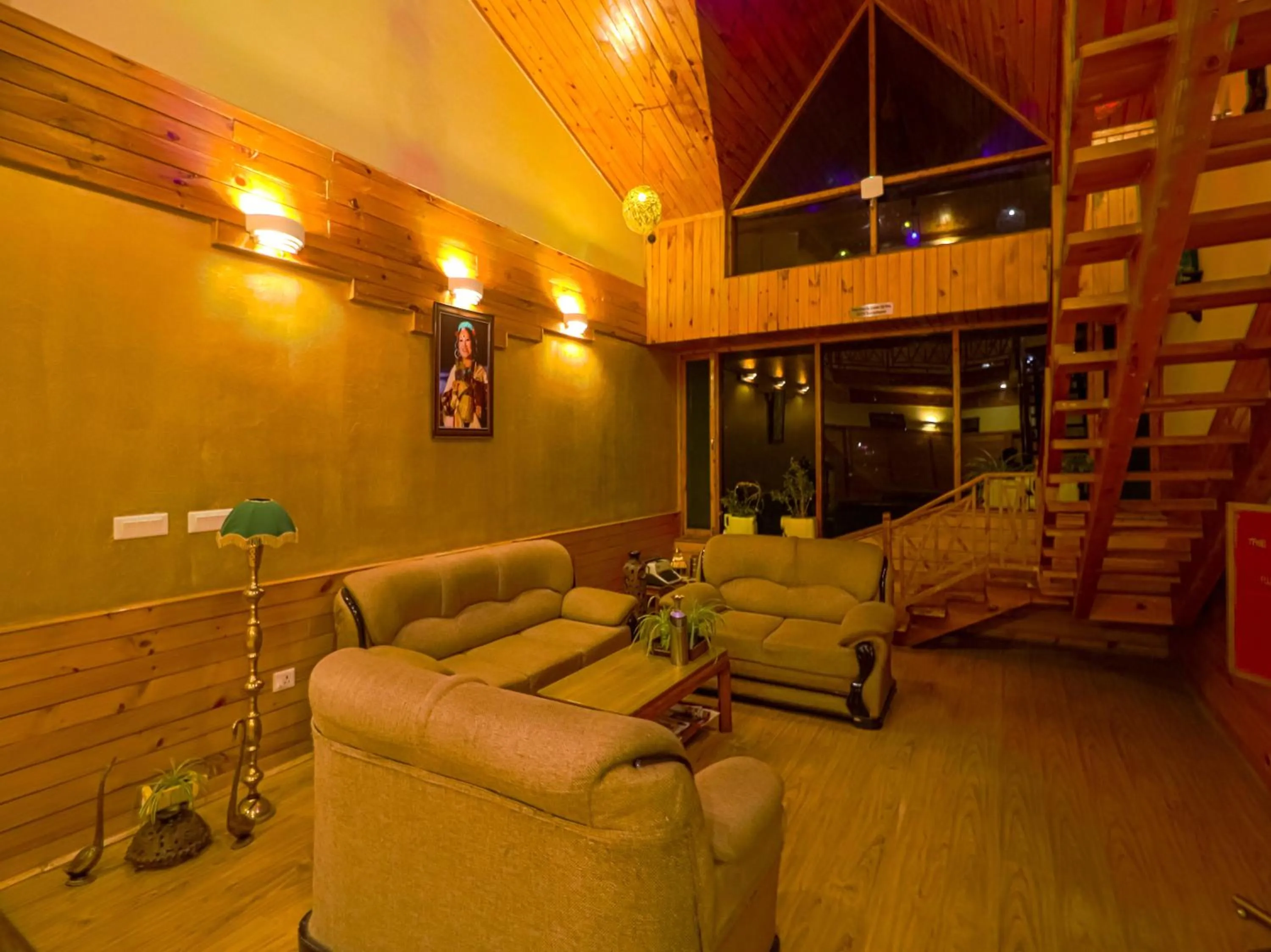 Seating area in The Byke Neelkanth Manali