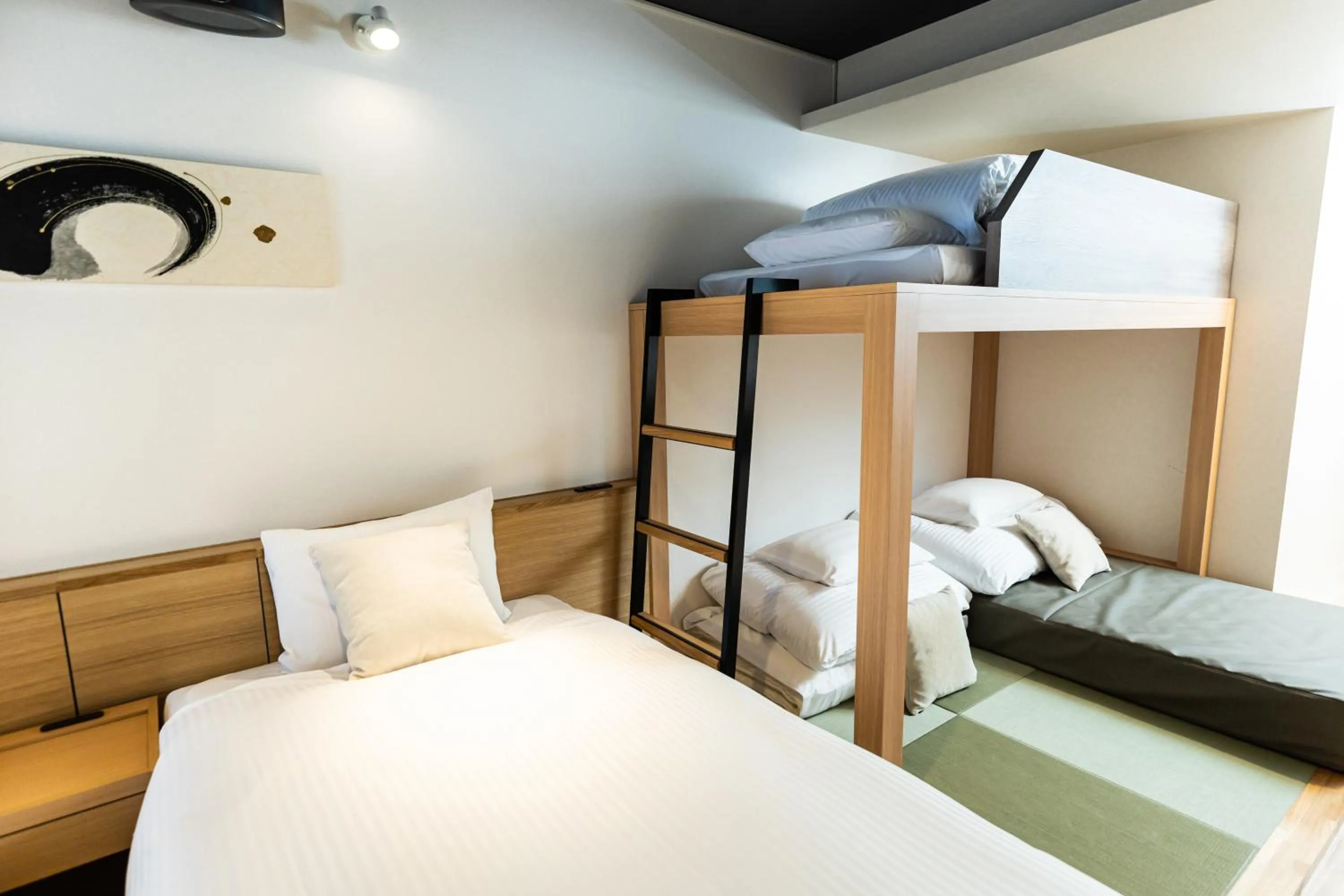 Photo of the whole room, Bed in Minn Shin-Osaka