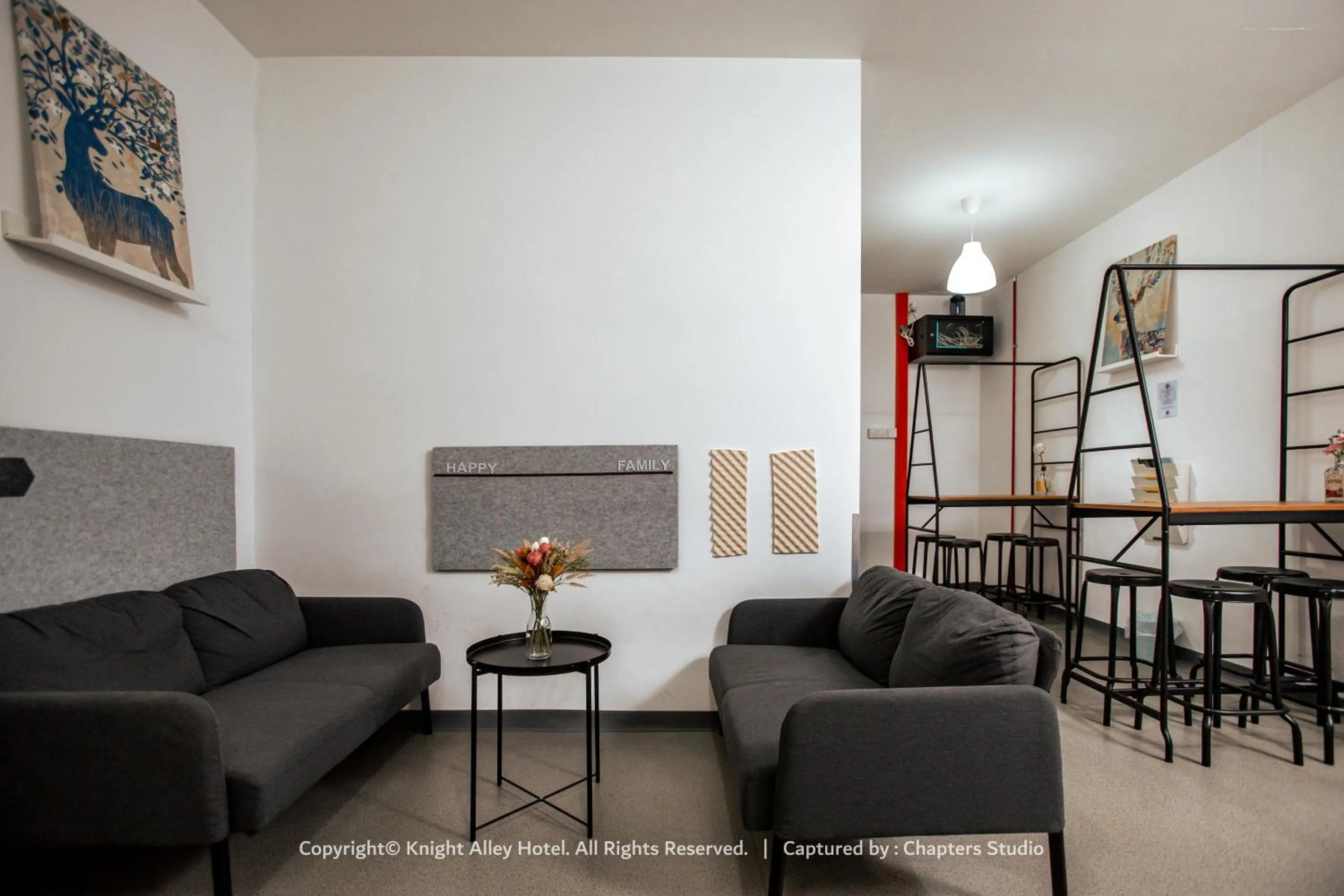 Seating area in Knight Alley Hotel