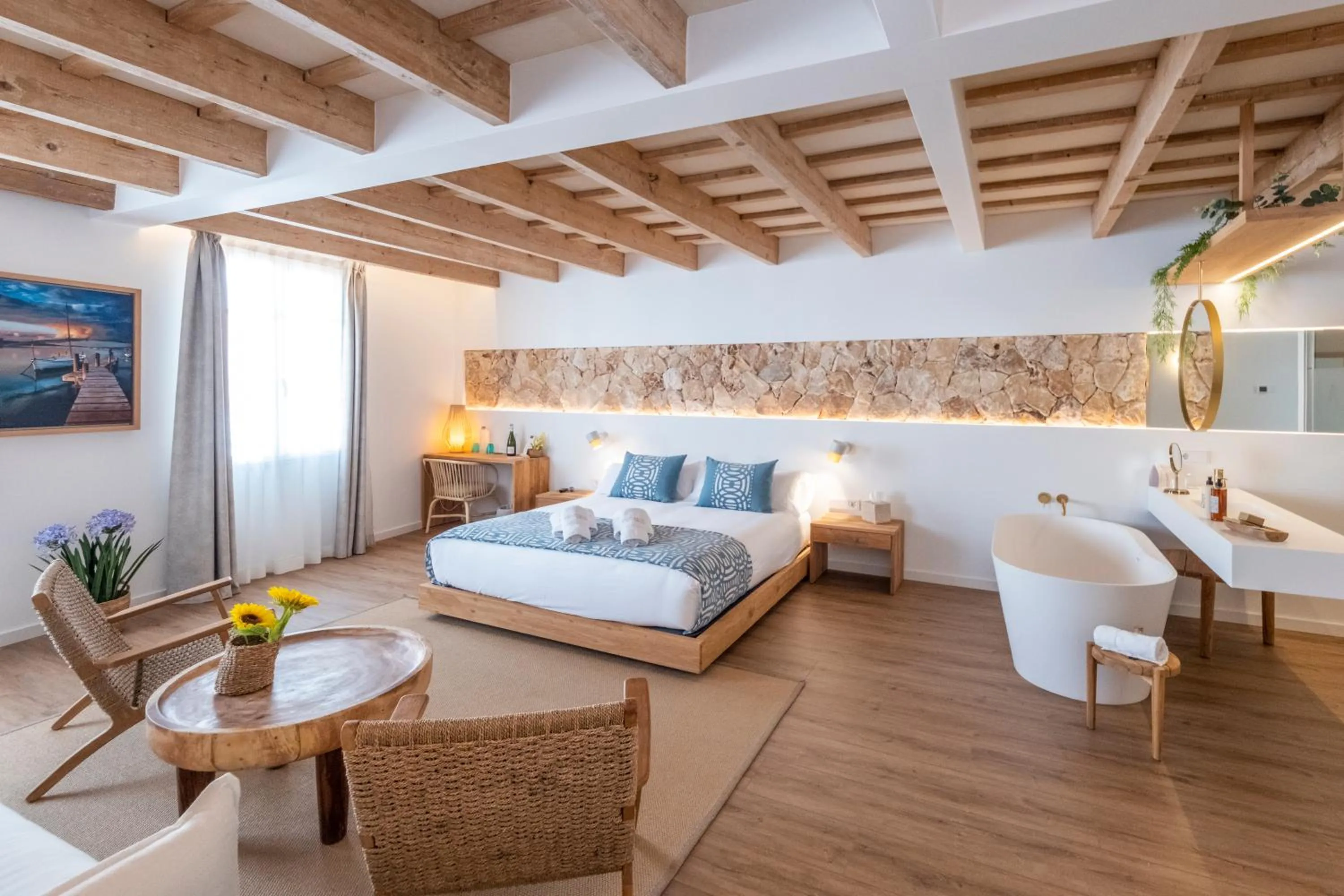 Bed in Hotel S'Antiga Adults Only