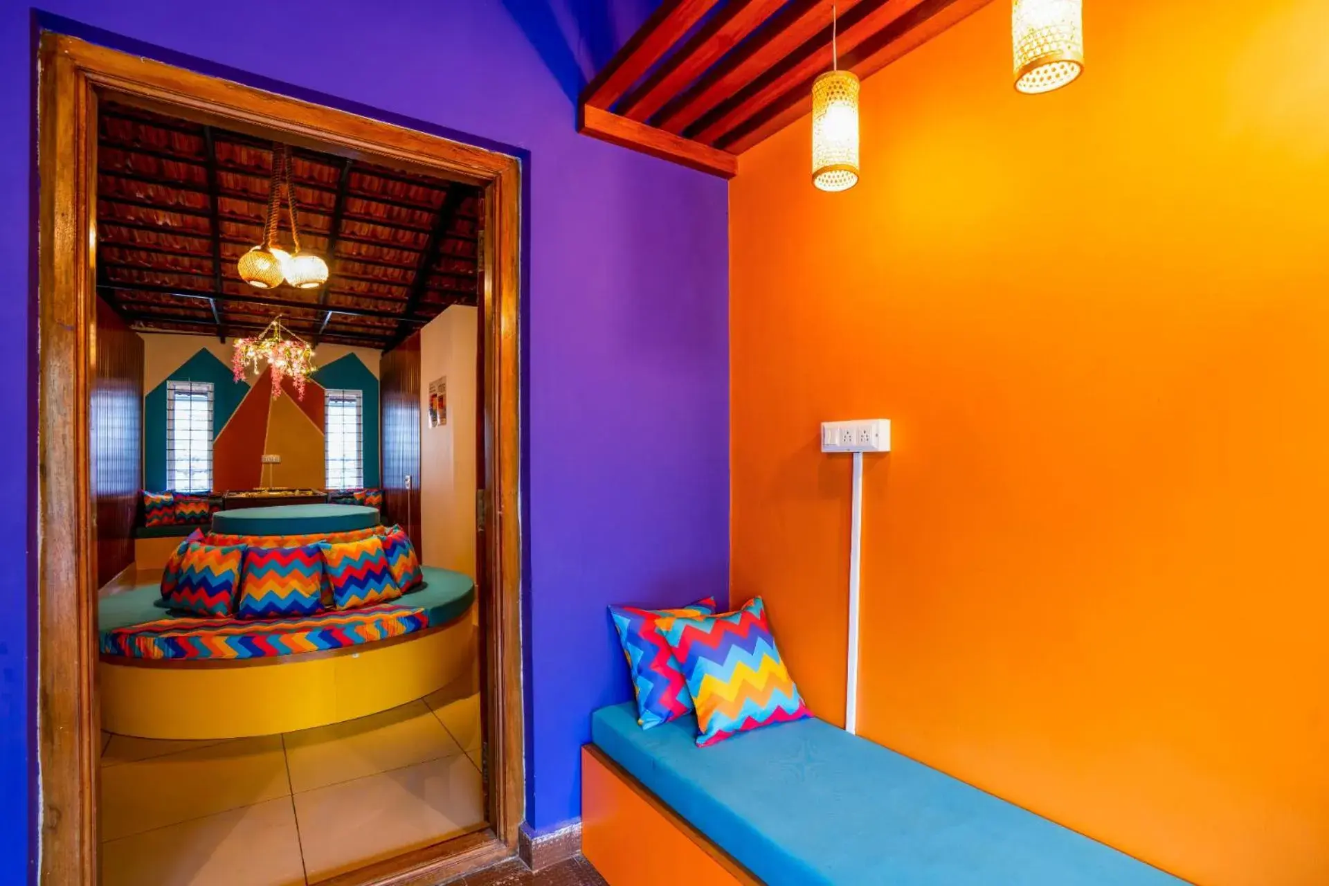 Seating area, Bed in goSTOPS Coorg Seating area, Bed in goSTOPS Coorg