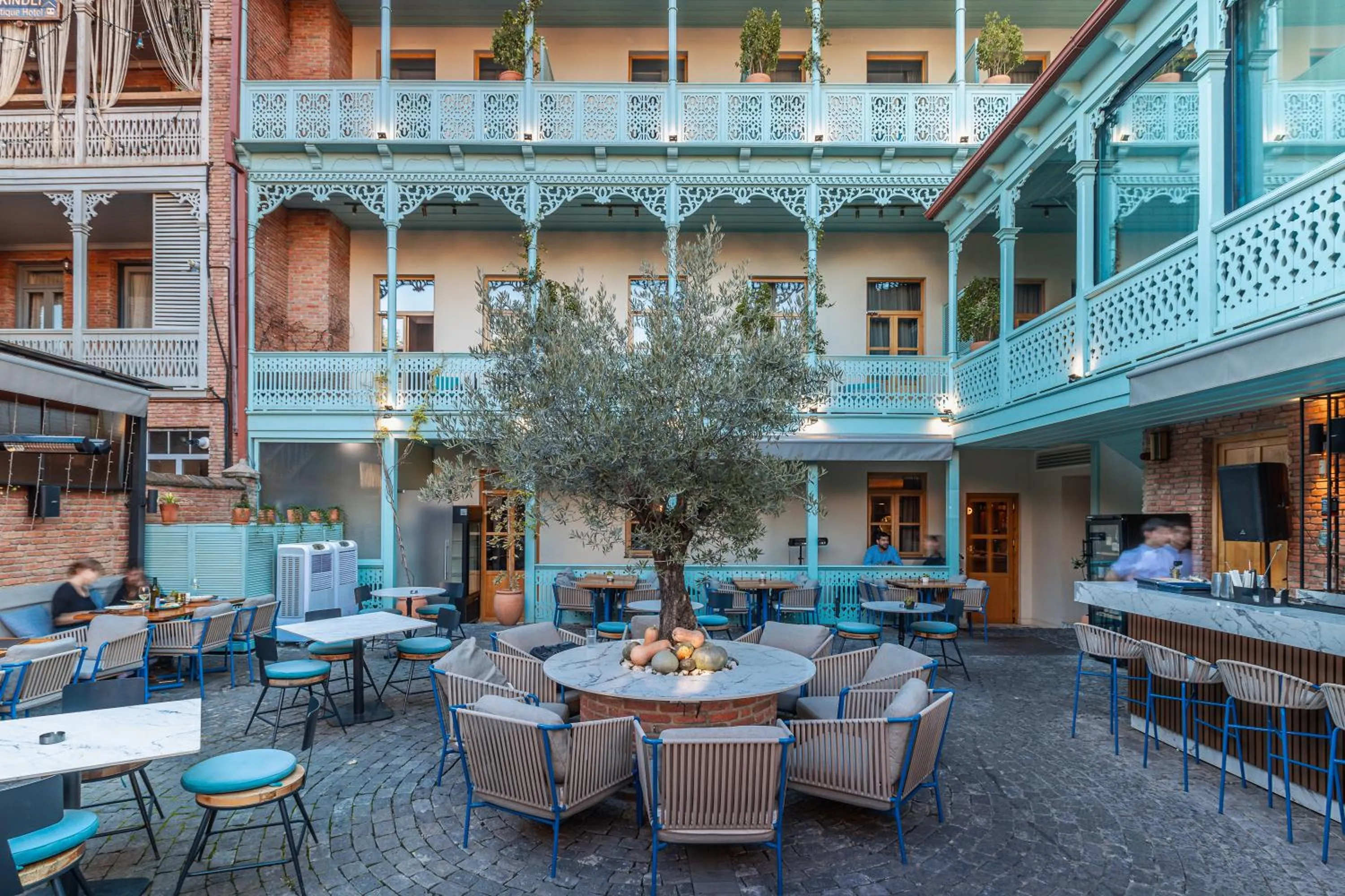 Inner courtyard view in The Blue Fox Hotel