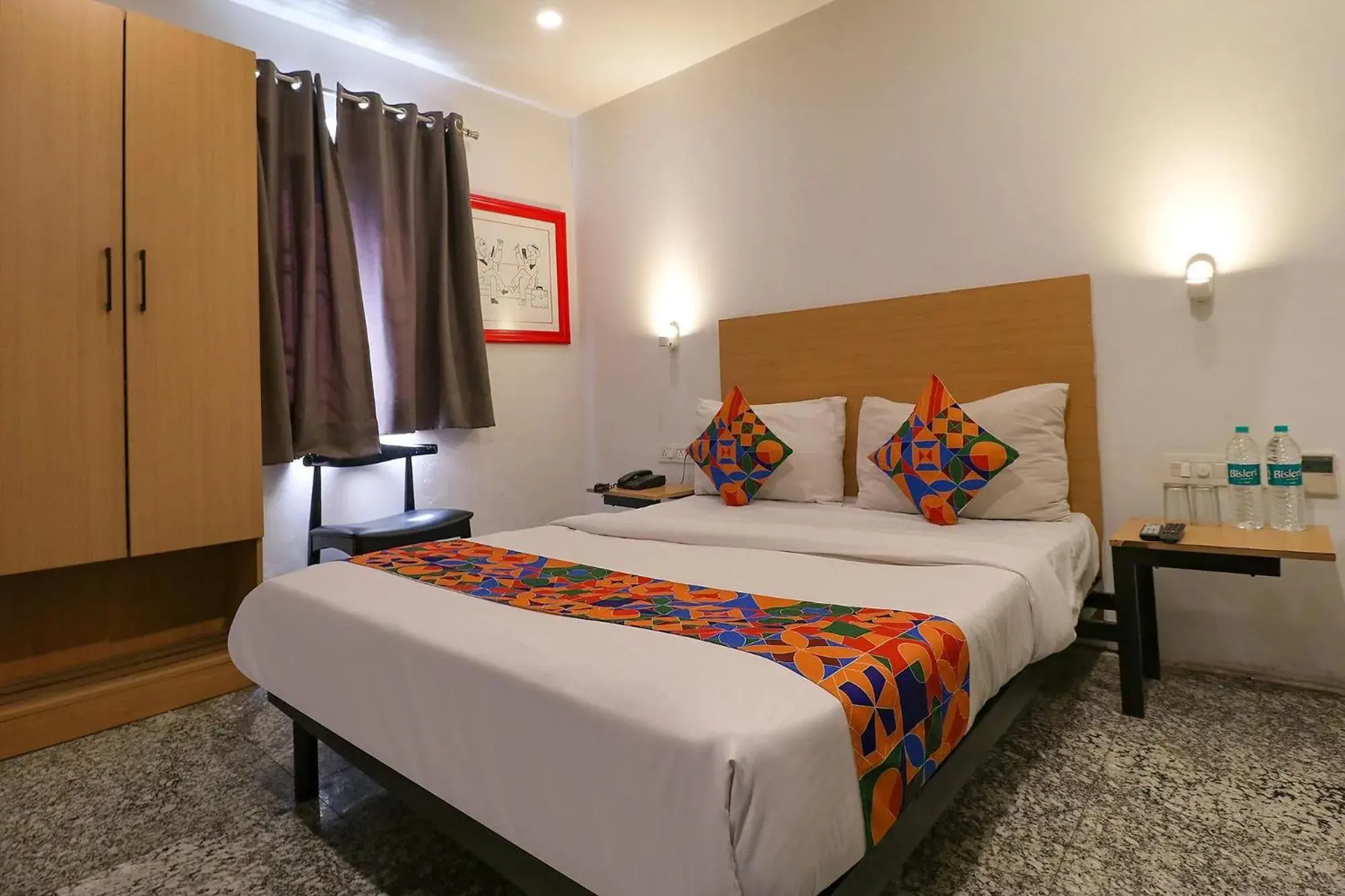 Bed in FabHotel La Serene Punjabi Bagh Bed in FabHotel La Serene Punjabi Bagh