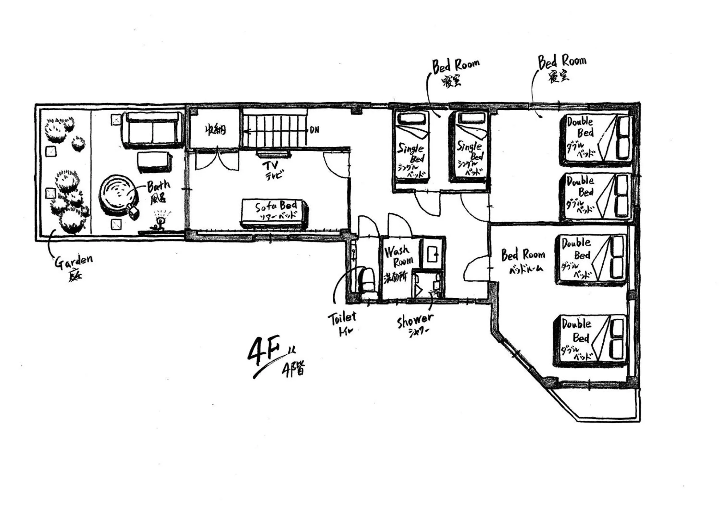 Floor plan in KONJAKUSO Osaka Tempozan "IKESU" Projection M apping SPA "TAKADORO" Wheel View