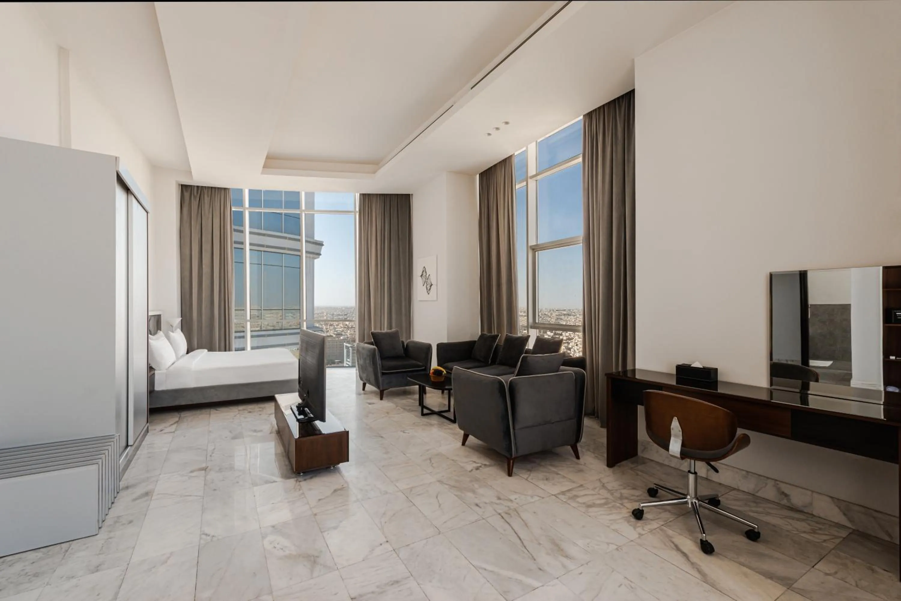 Living room, Bed in HDB Al Sahafa