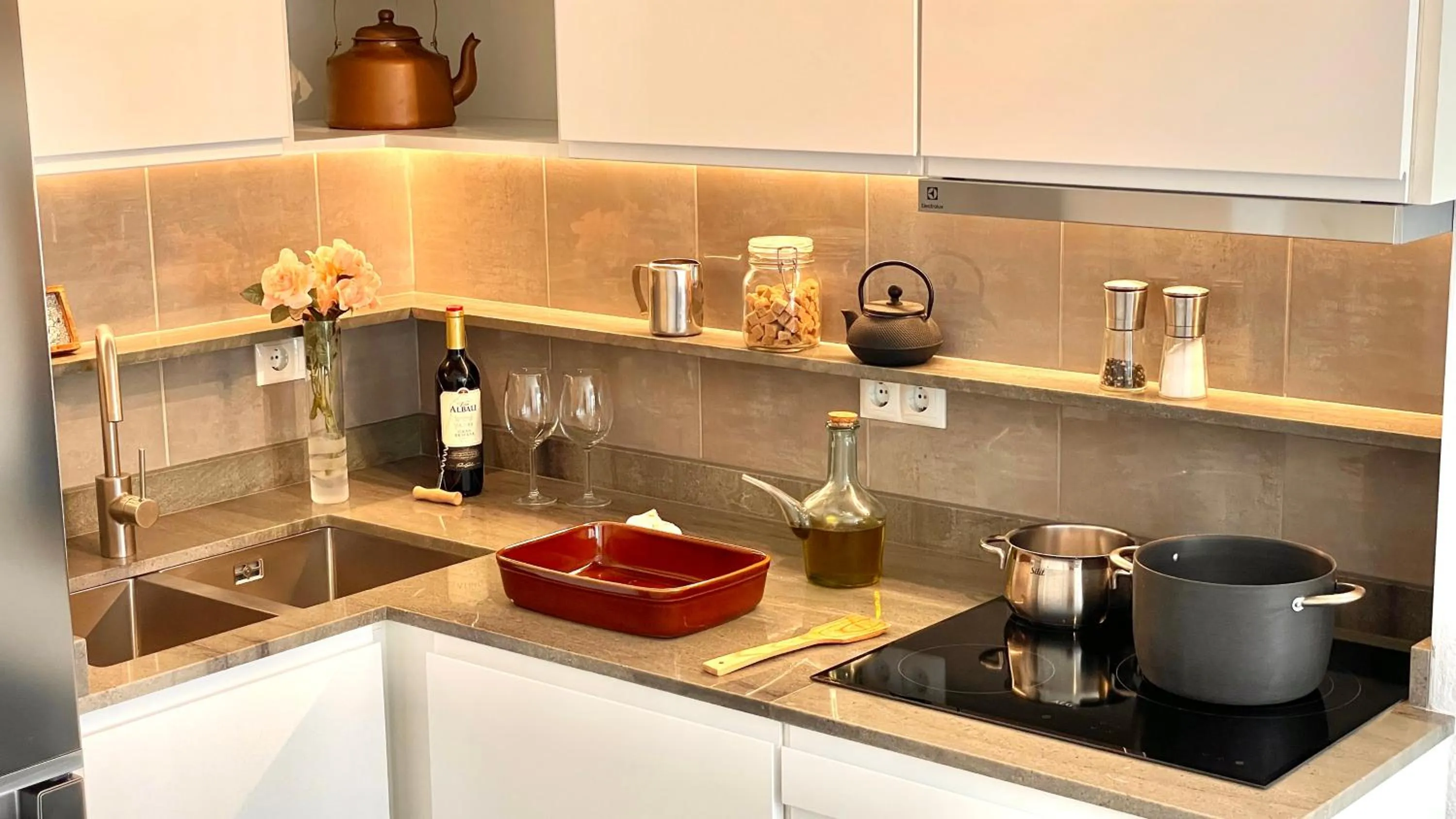 stove in Villa Alexia- APARTMENT AQUA - Puerto Pollensa