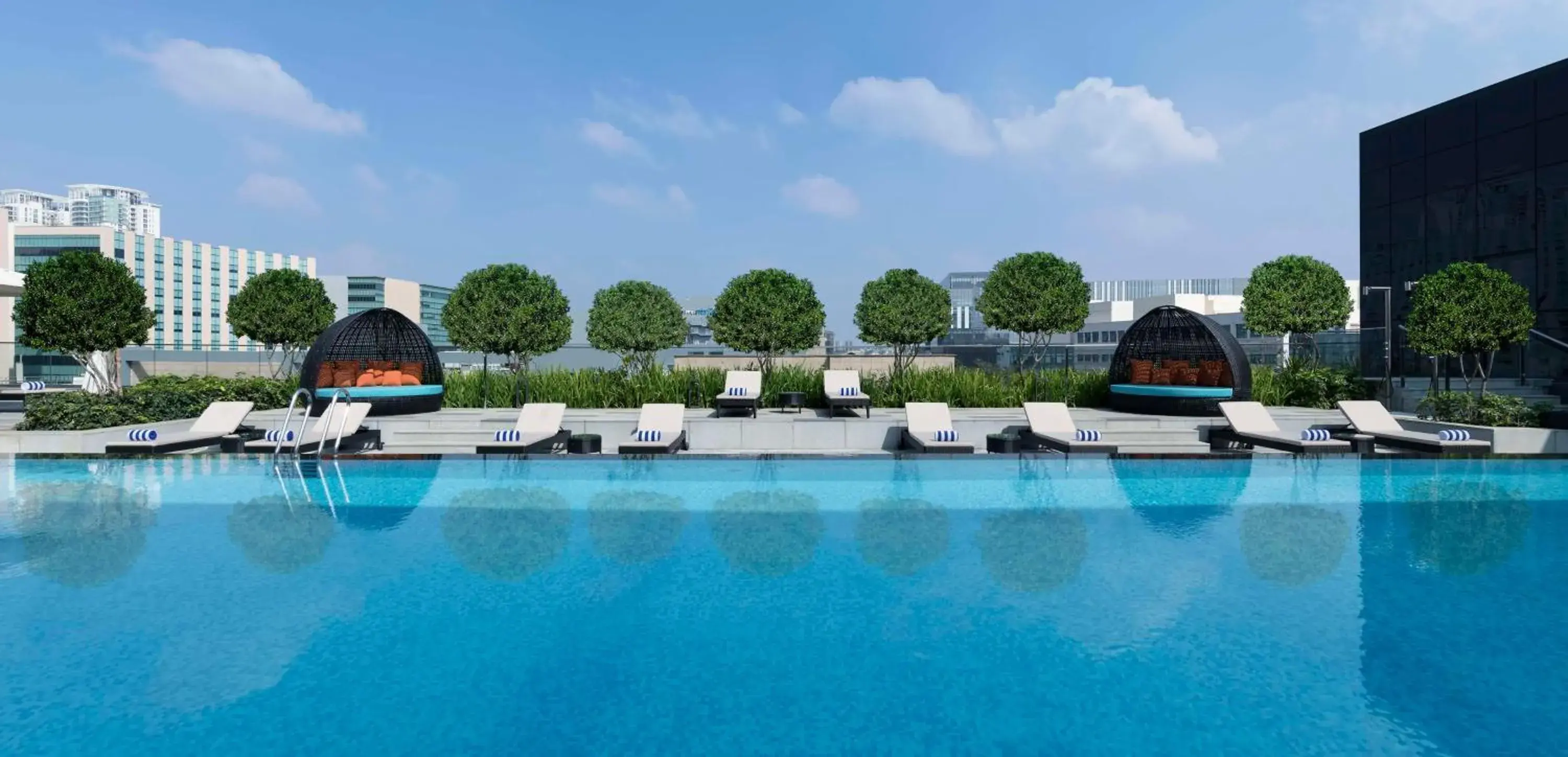 Pool view in Hilton Bengaluru Embassy Manyata Business Park Pool view in Hilton Bengaluru Embassy Manyata Business Park