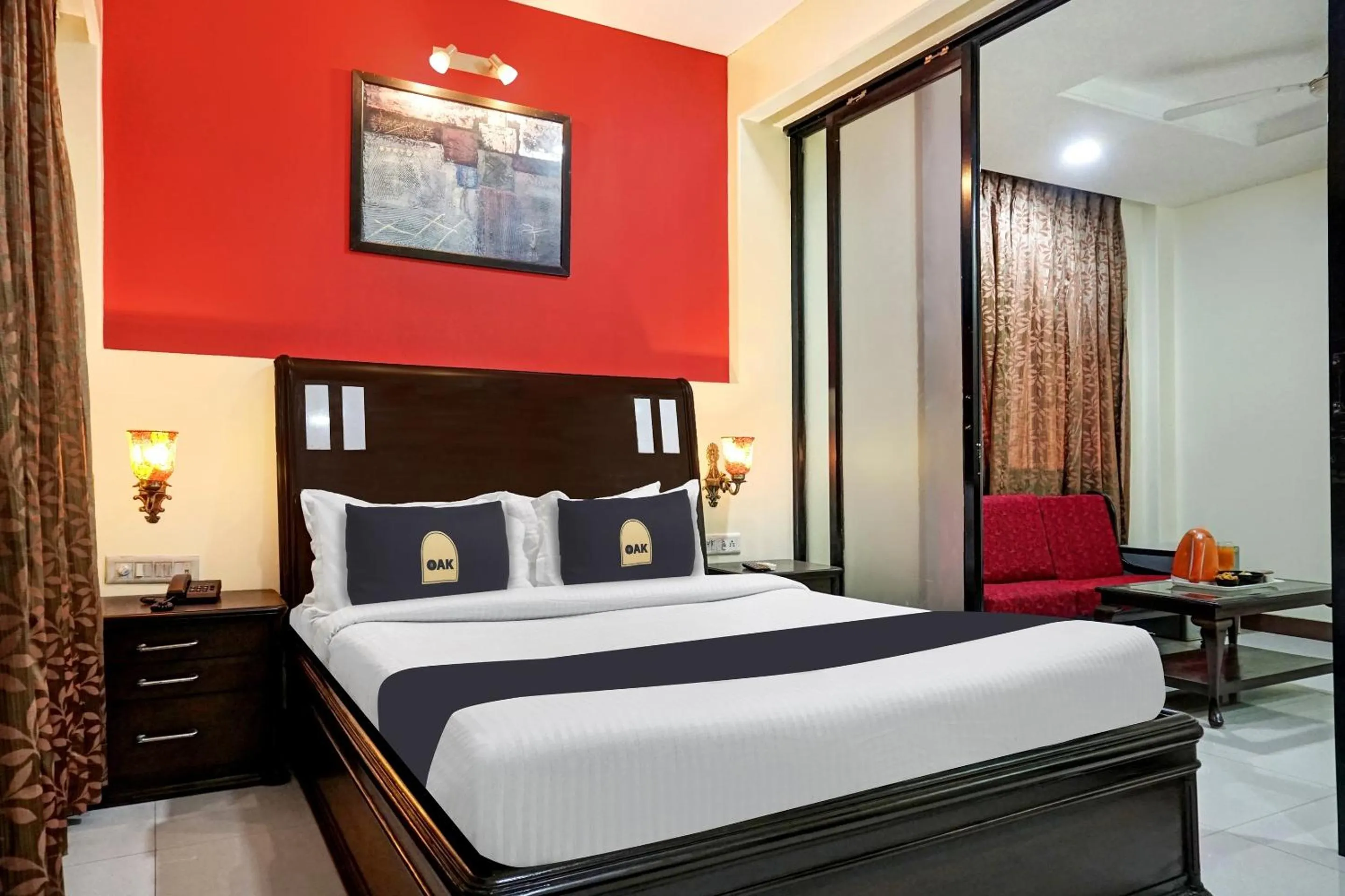 Bedroom, Bed in Townhouse OAK Gharonda Residency Near Sant Tukaram Nagar Metro Station