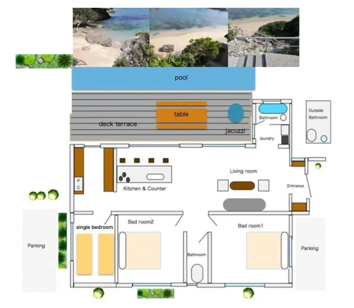 Floor plan in SALTY HOUSE：海が目の前！