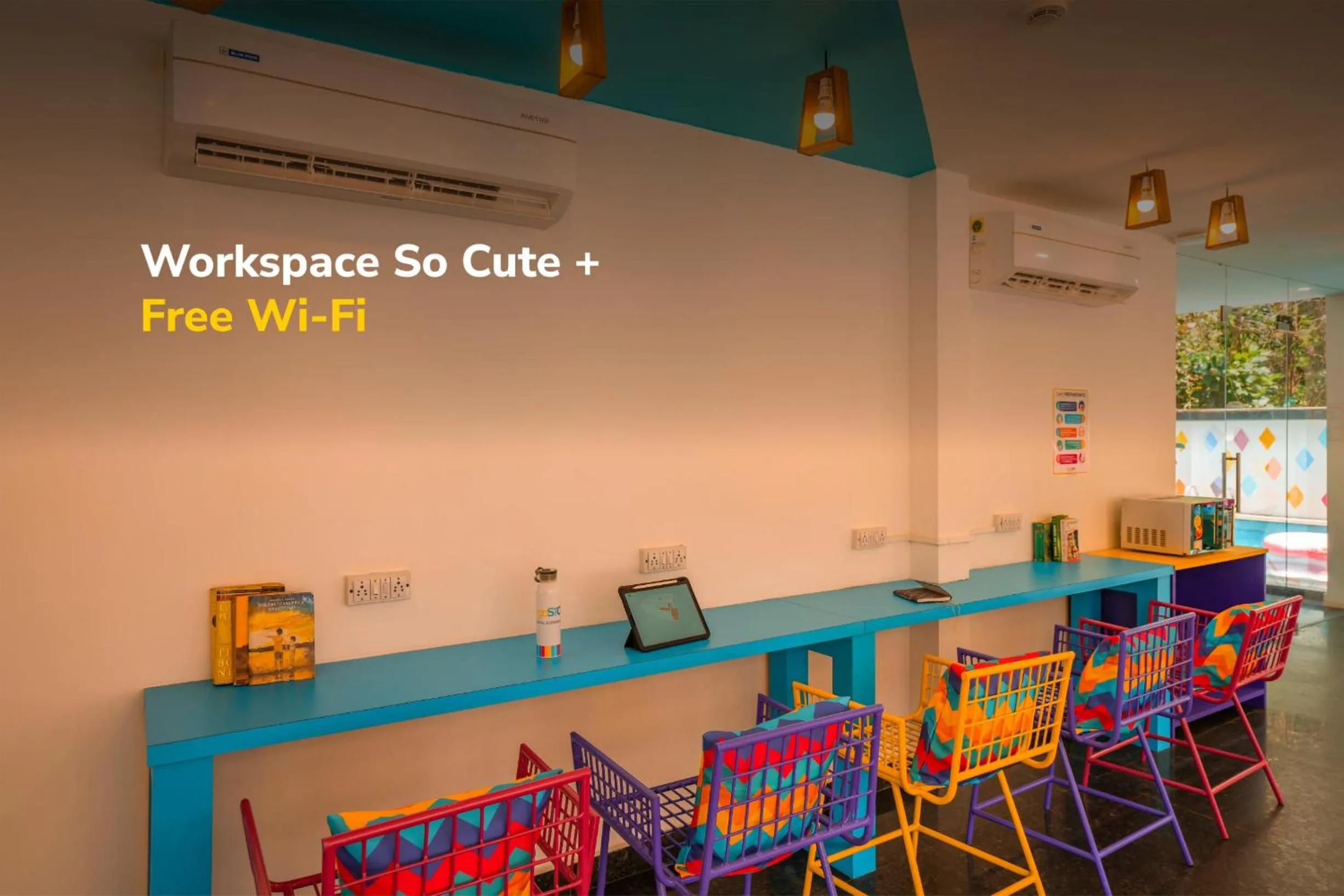 Seating area in goSTOPS Goa, Baga